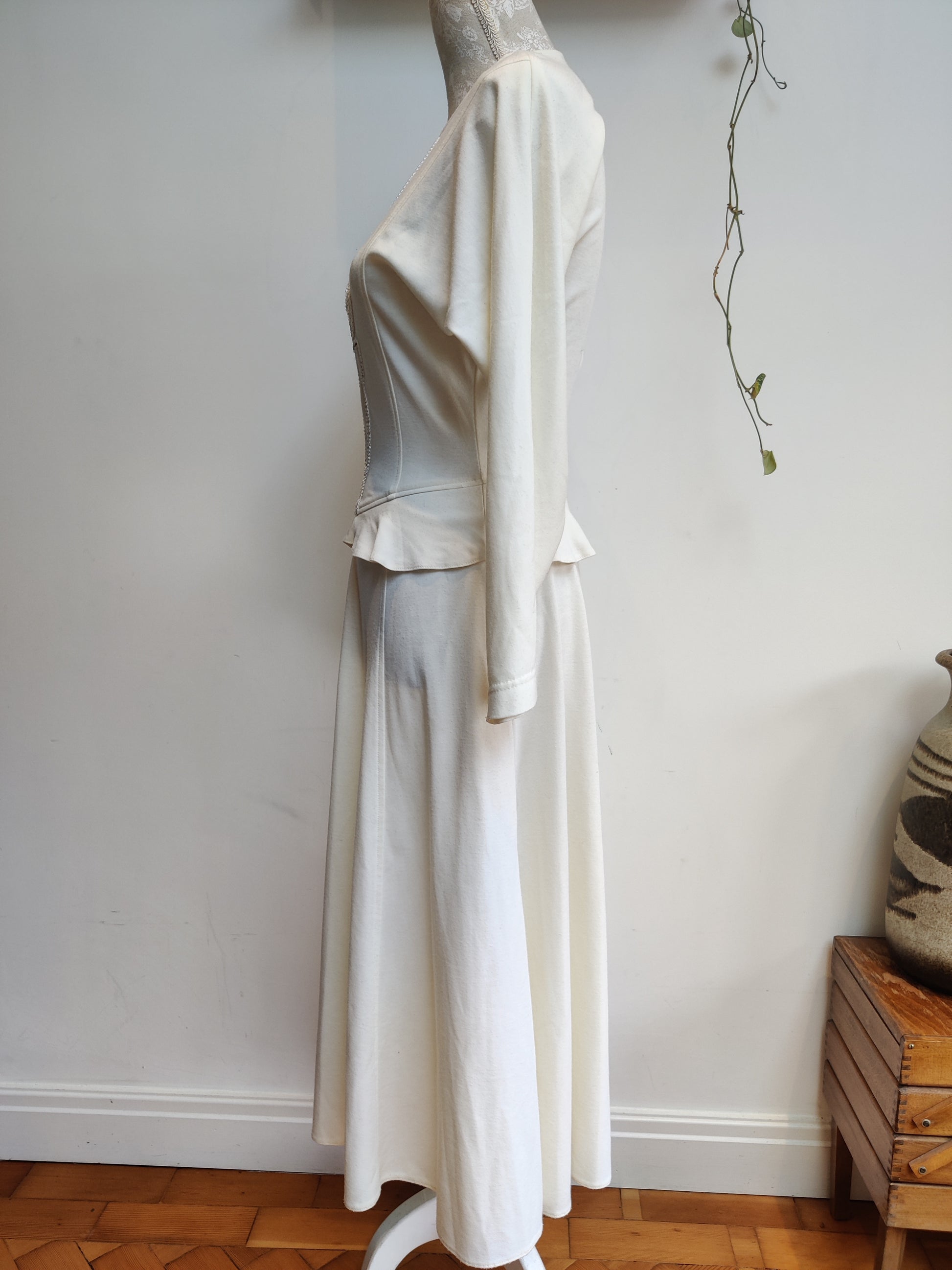 Vintage St Michaels cream dress. fit and flare.