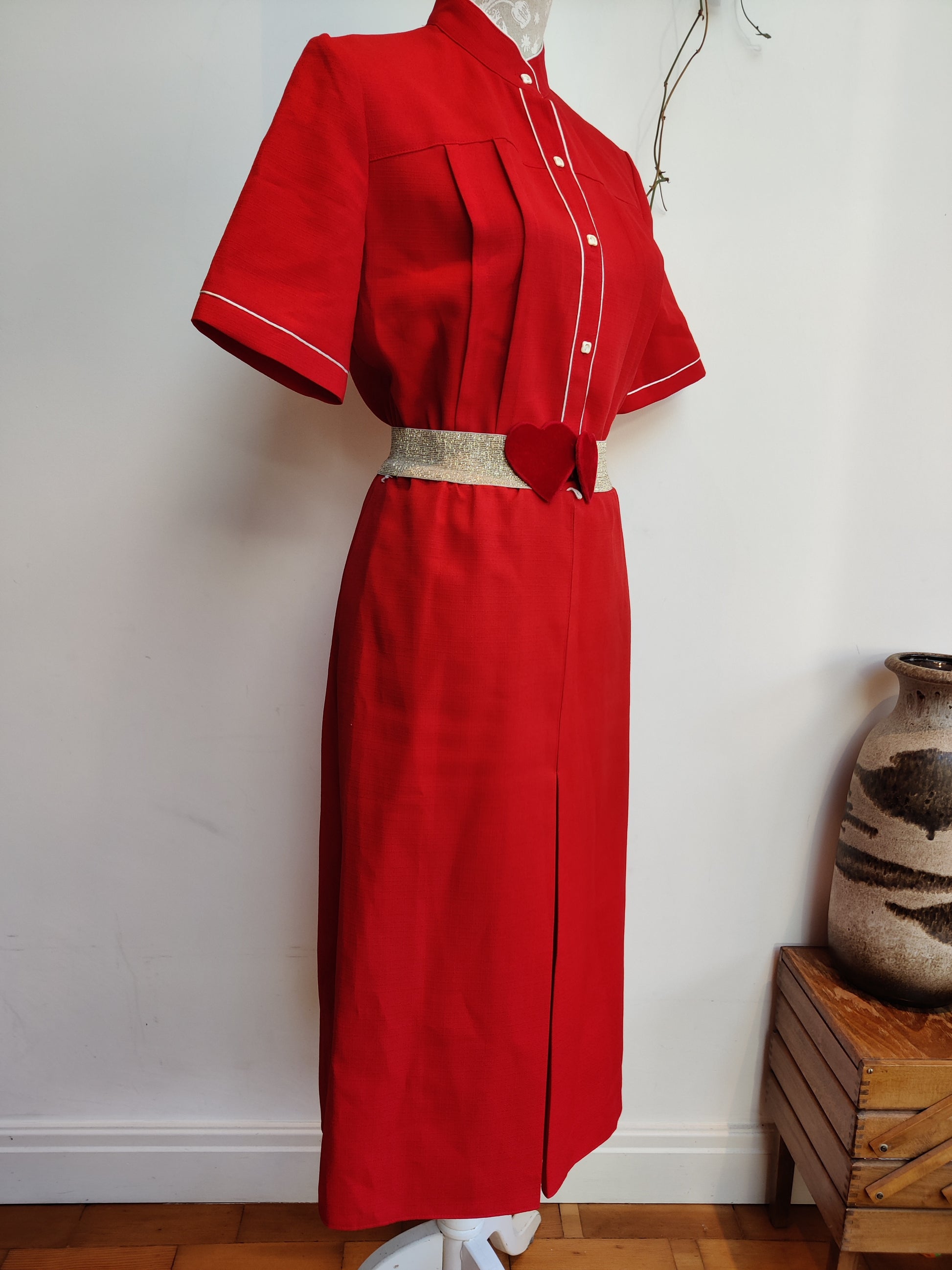 red 50s style dress