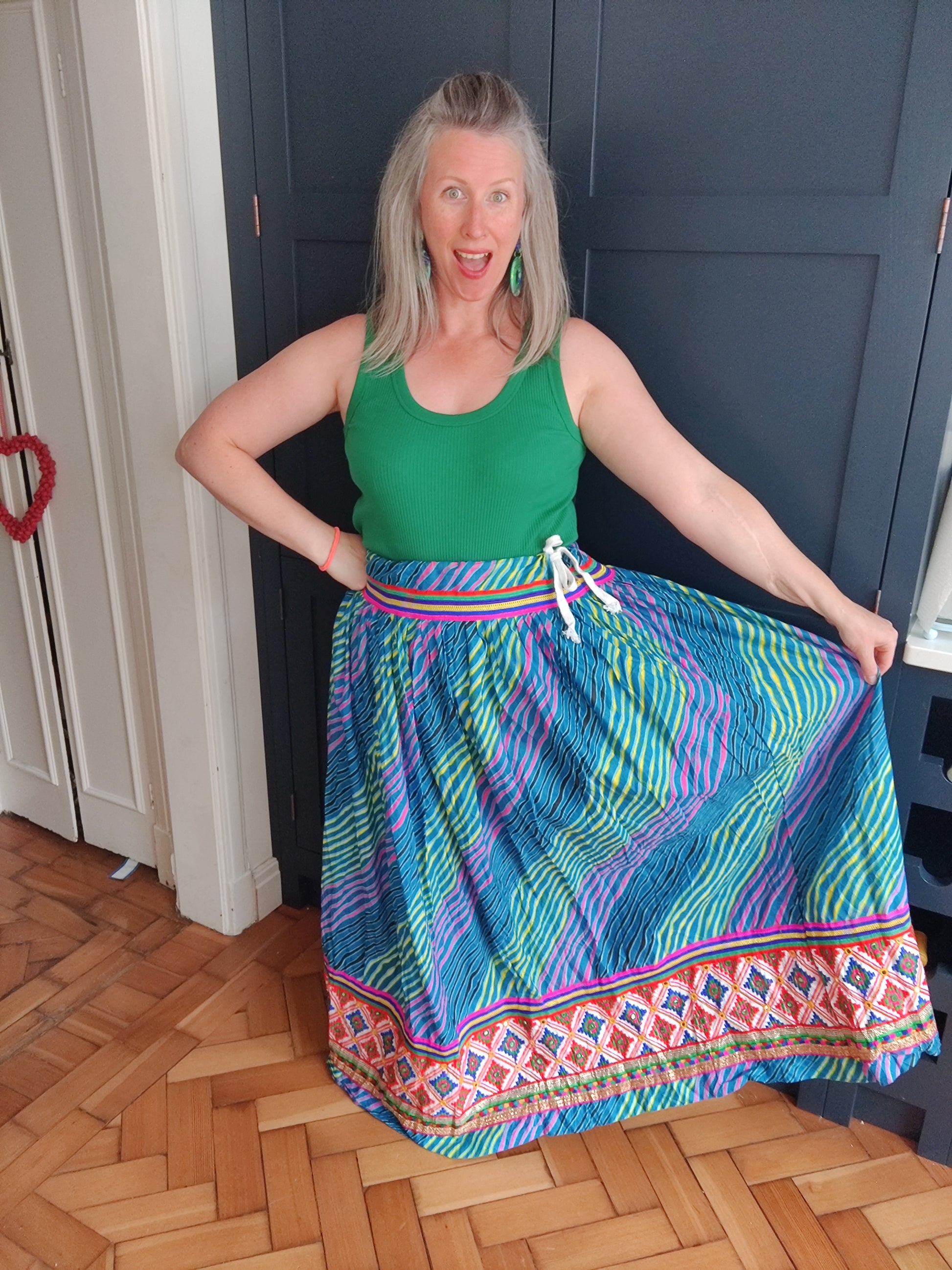 Plus size rainbow maxi skirt