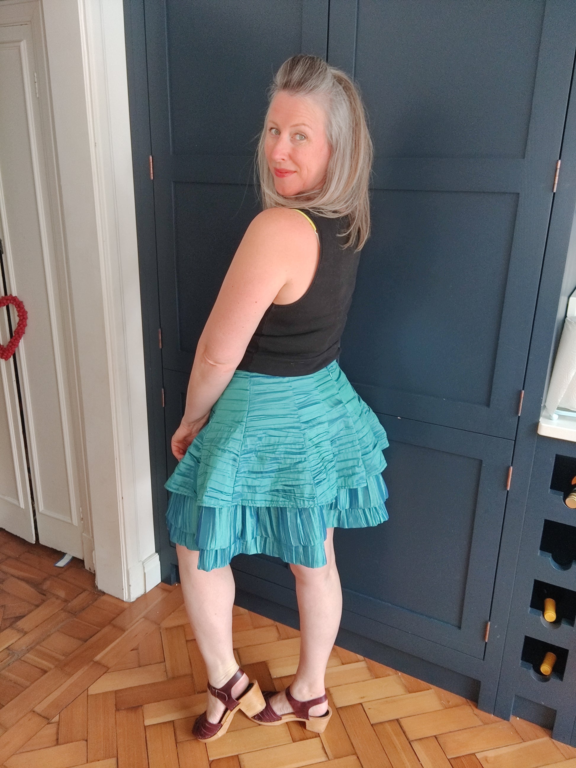 Green blue 80s skirt size 16