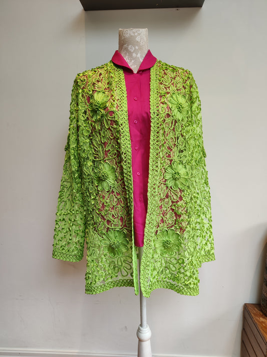 Lime green lace cardigan