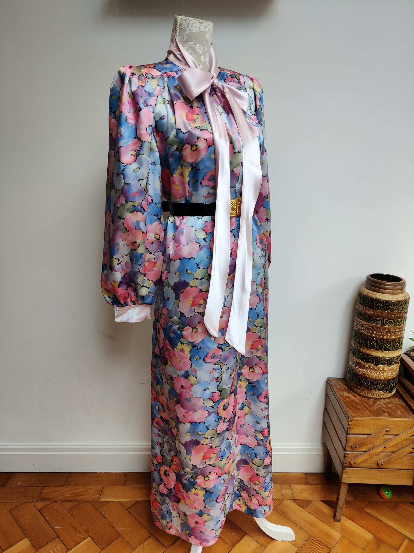 long sleeve vintage housecoat maxi dress