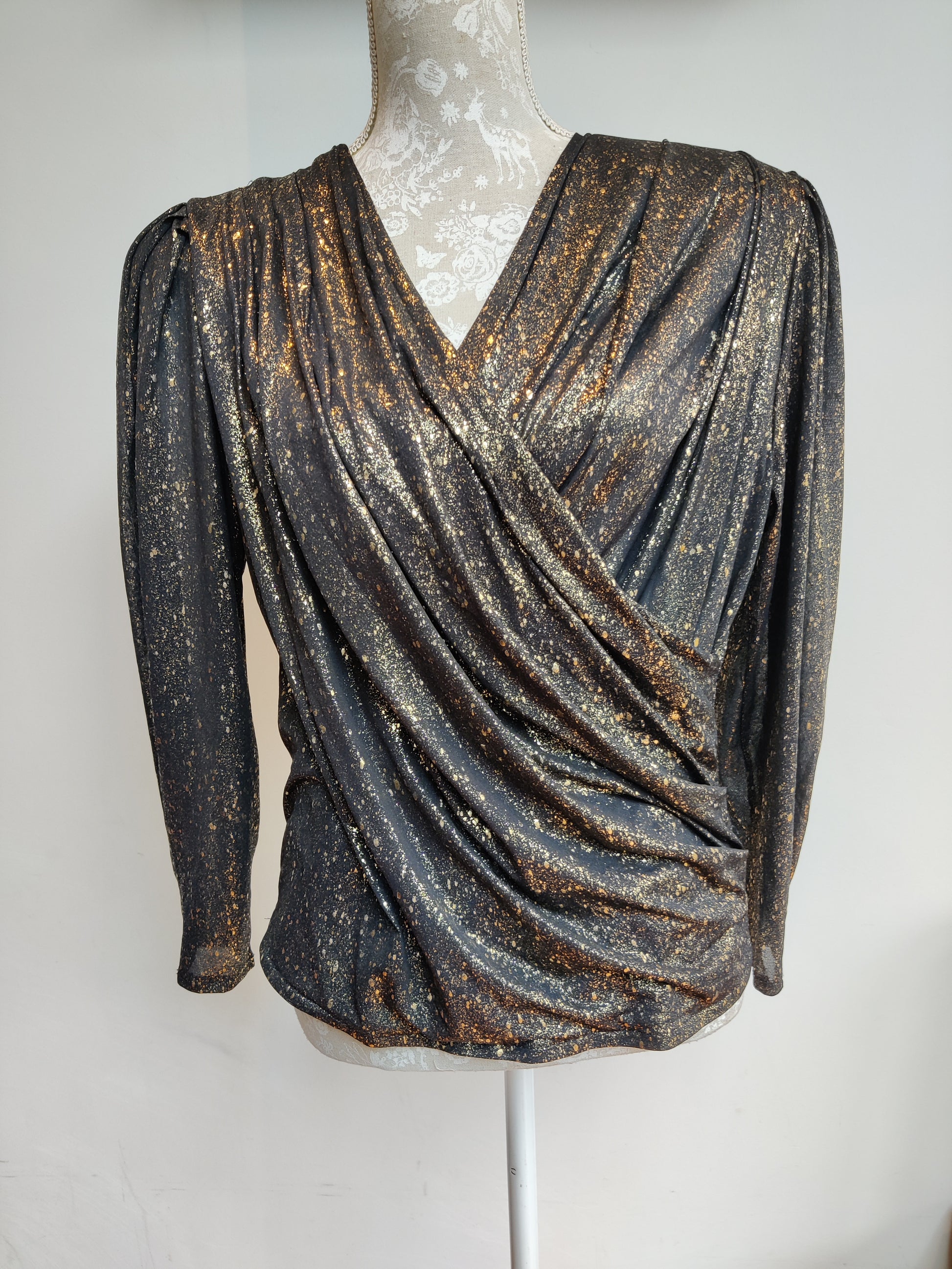 Gold 80s wrap top size 12-14