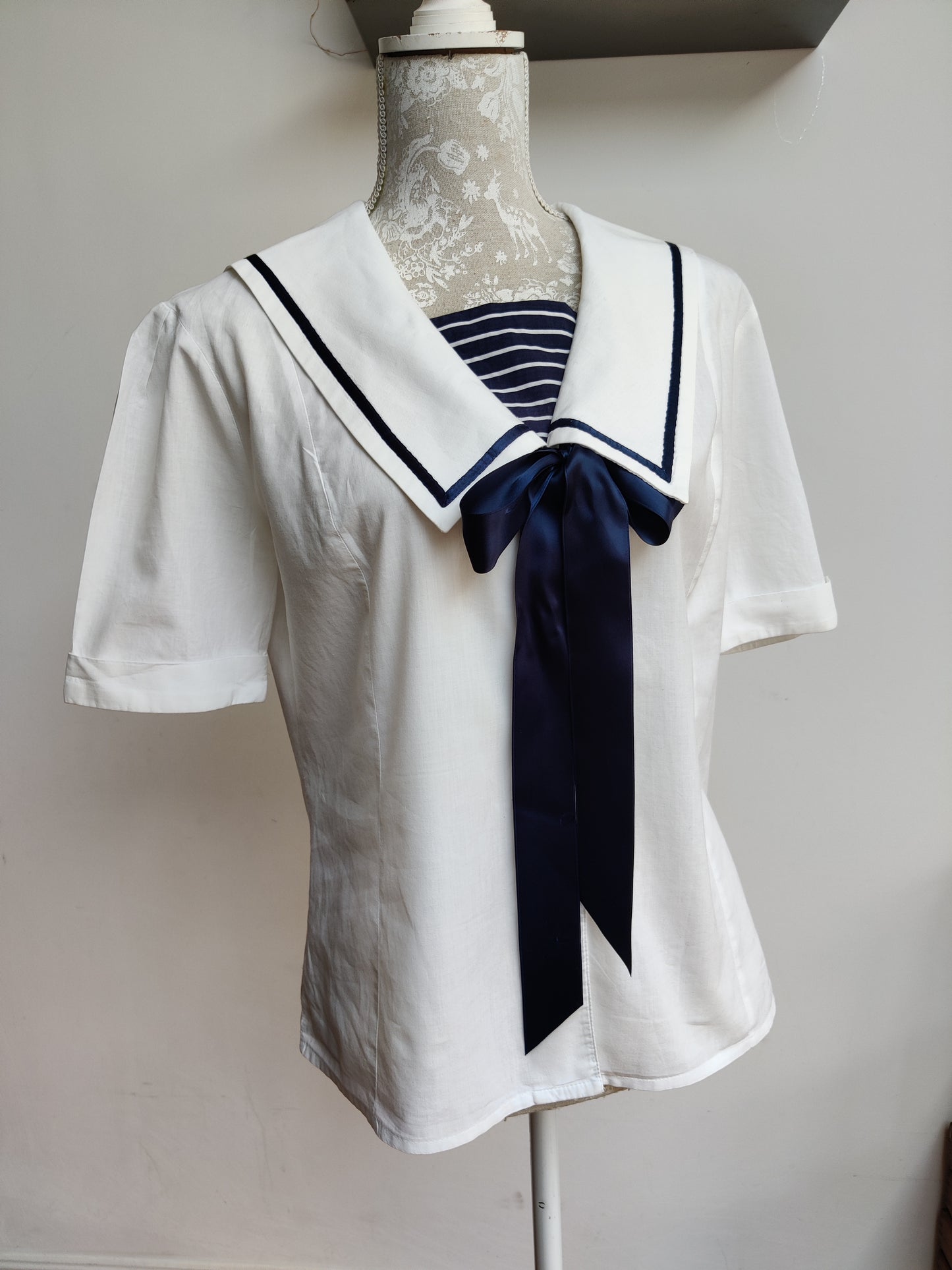 Rare Laura Ashley sailor top white.