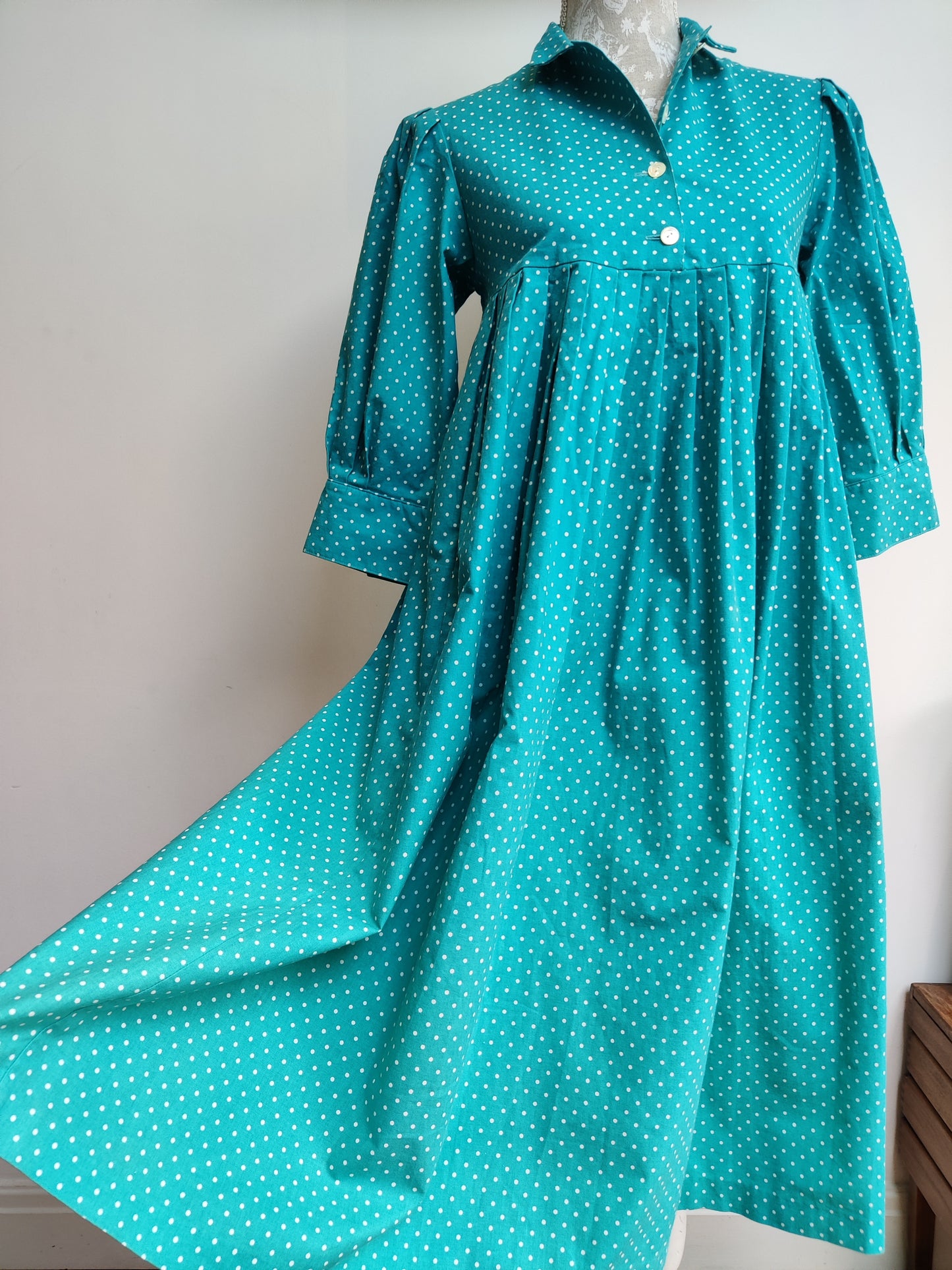 80s turquoise Laura Ashley smock dress