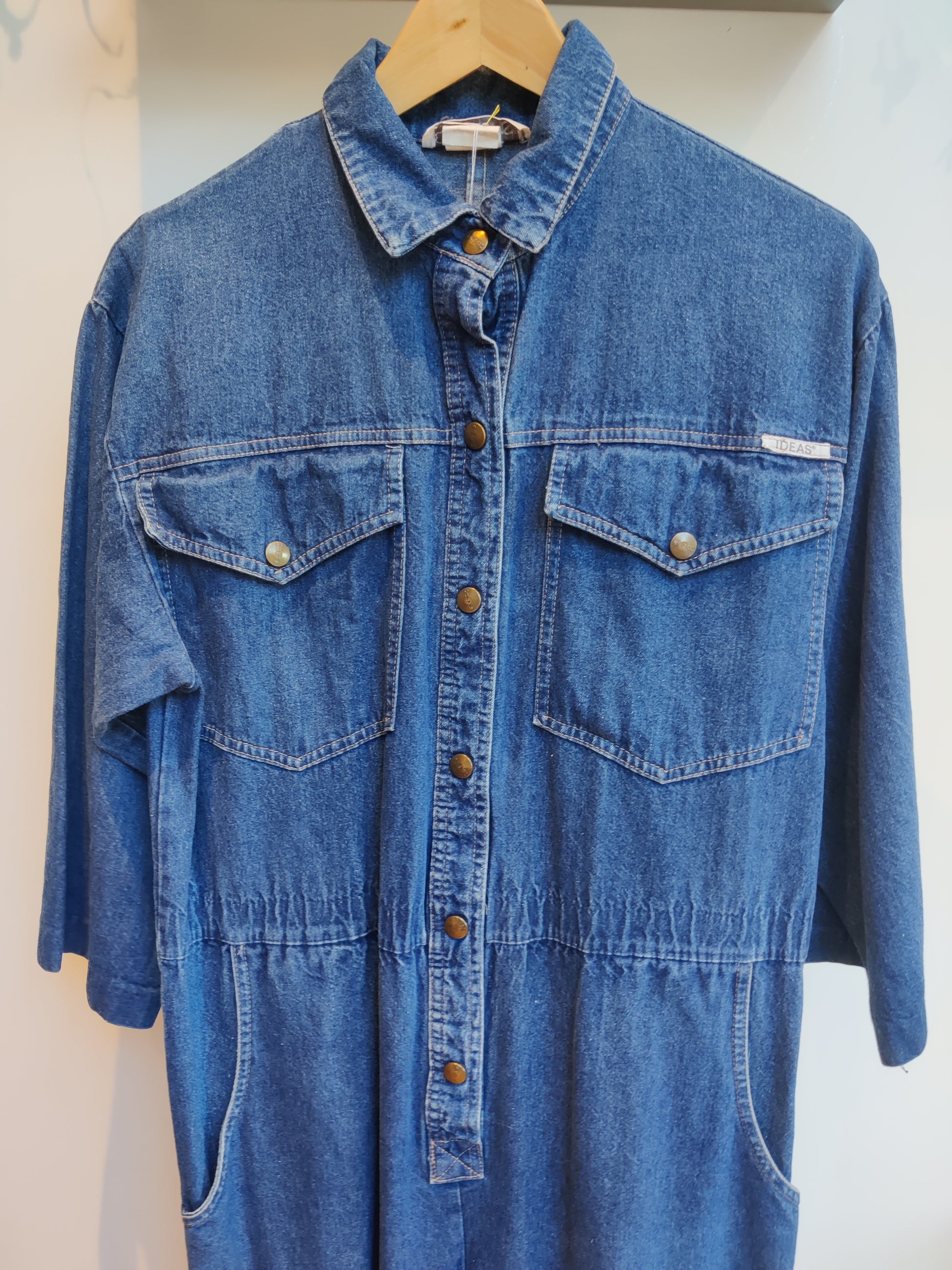 Blue denim 80s jumpsuit