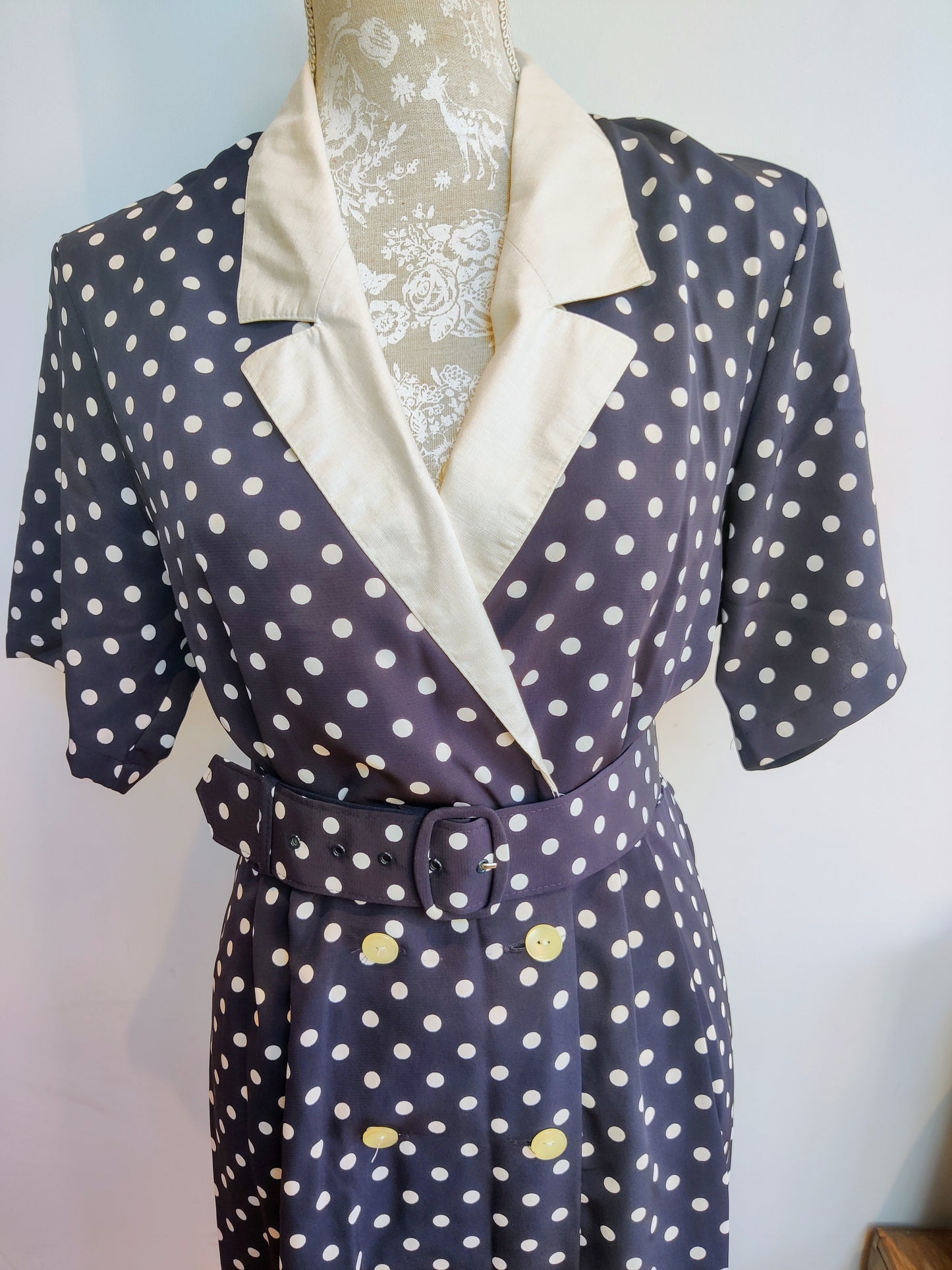 Vintage spotty dress blue and white