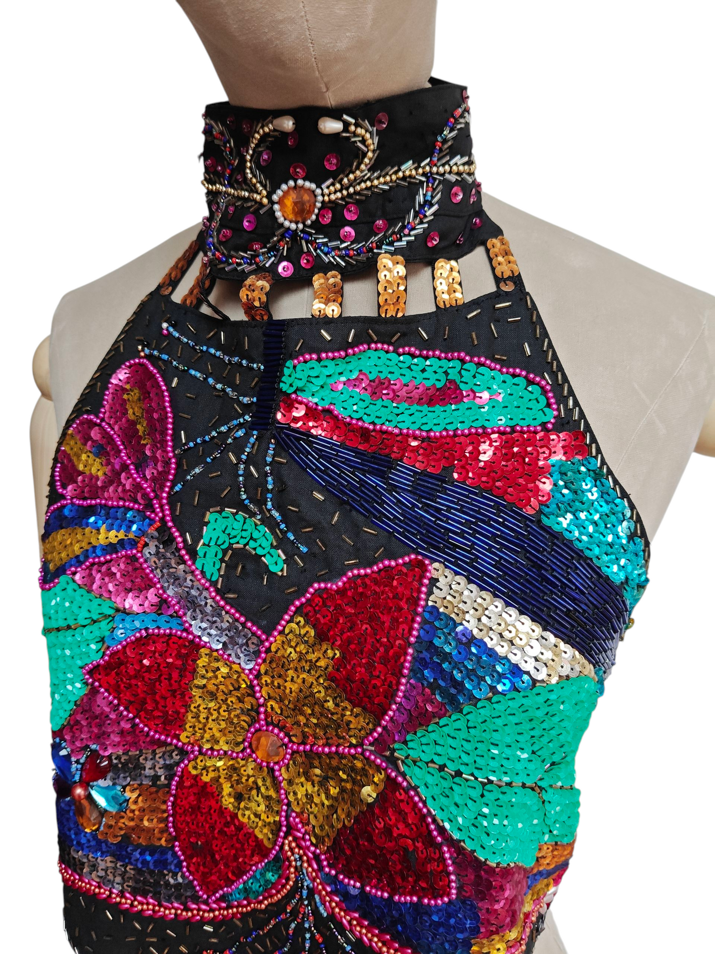 Incredible 1980's beaded halterneck crop top