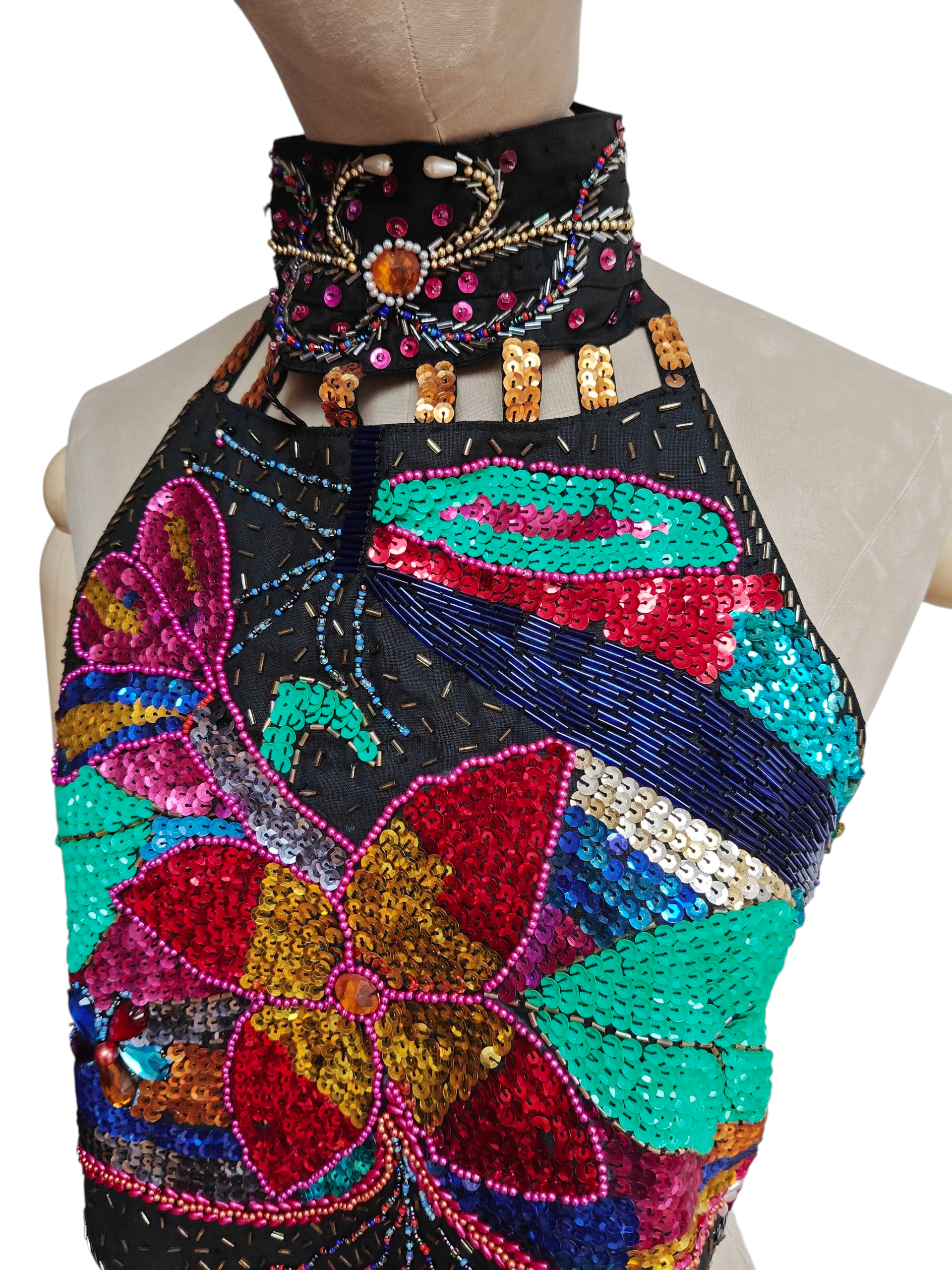 Incredible 1980's beaded halterneck crop top
