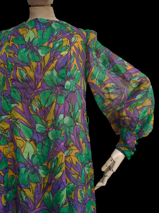 Incredible purple and green 70's mini dress