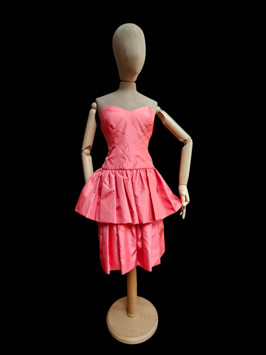 Peach 80's strapless prom dress