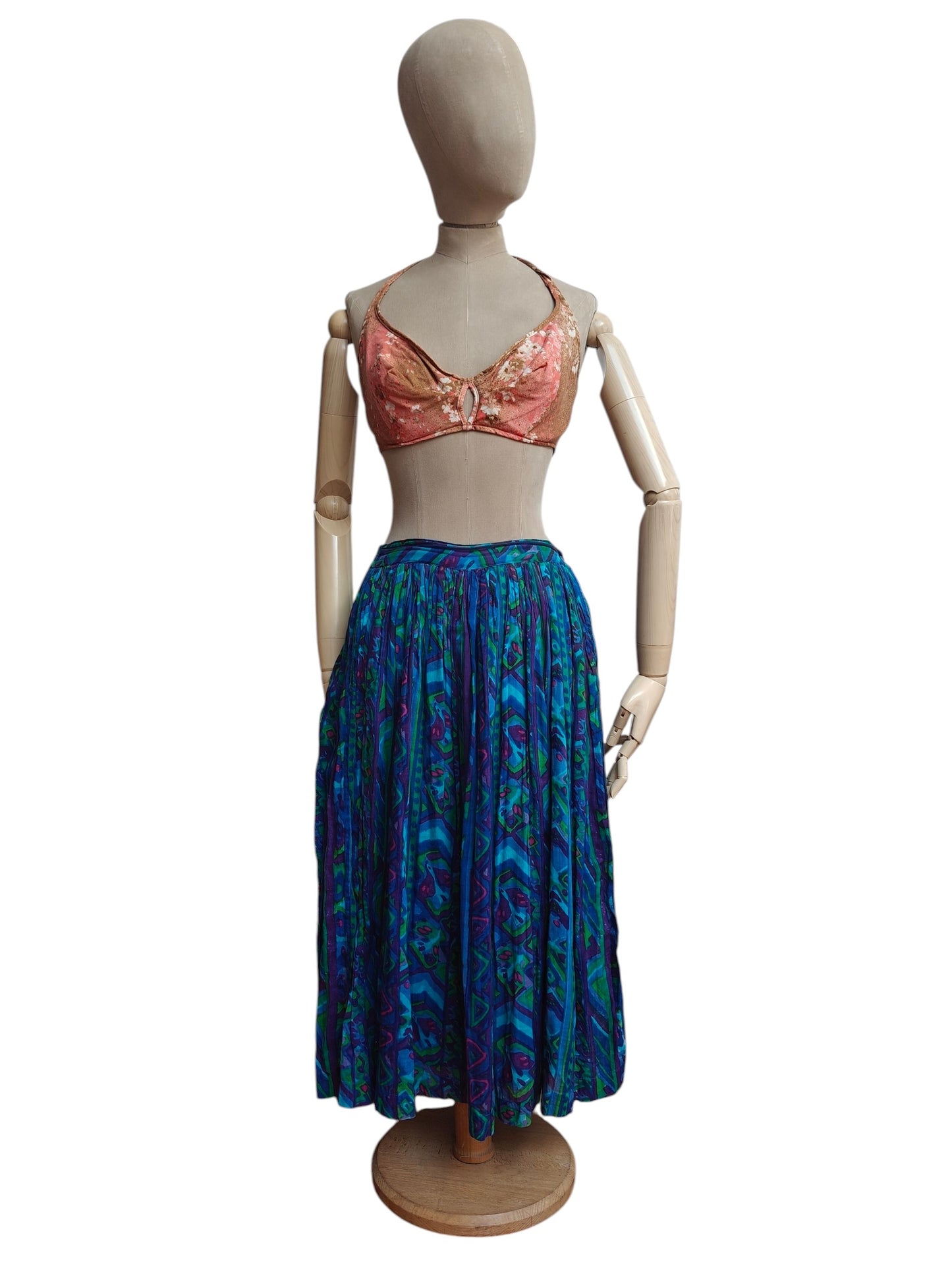 Phool blue, green and purple skirt