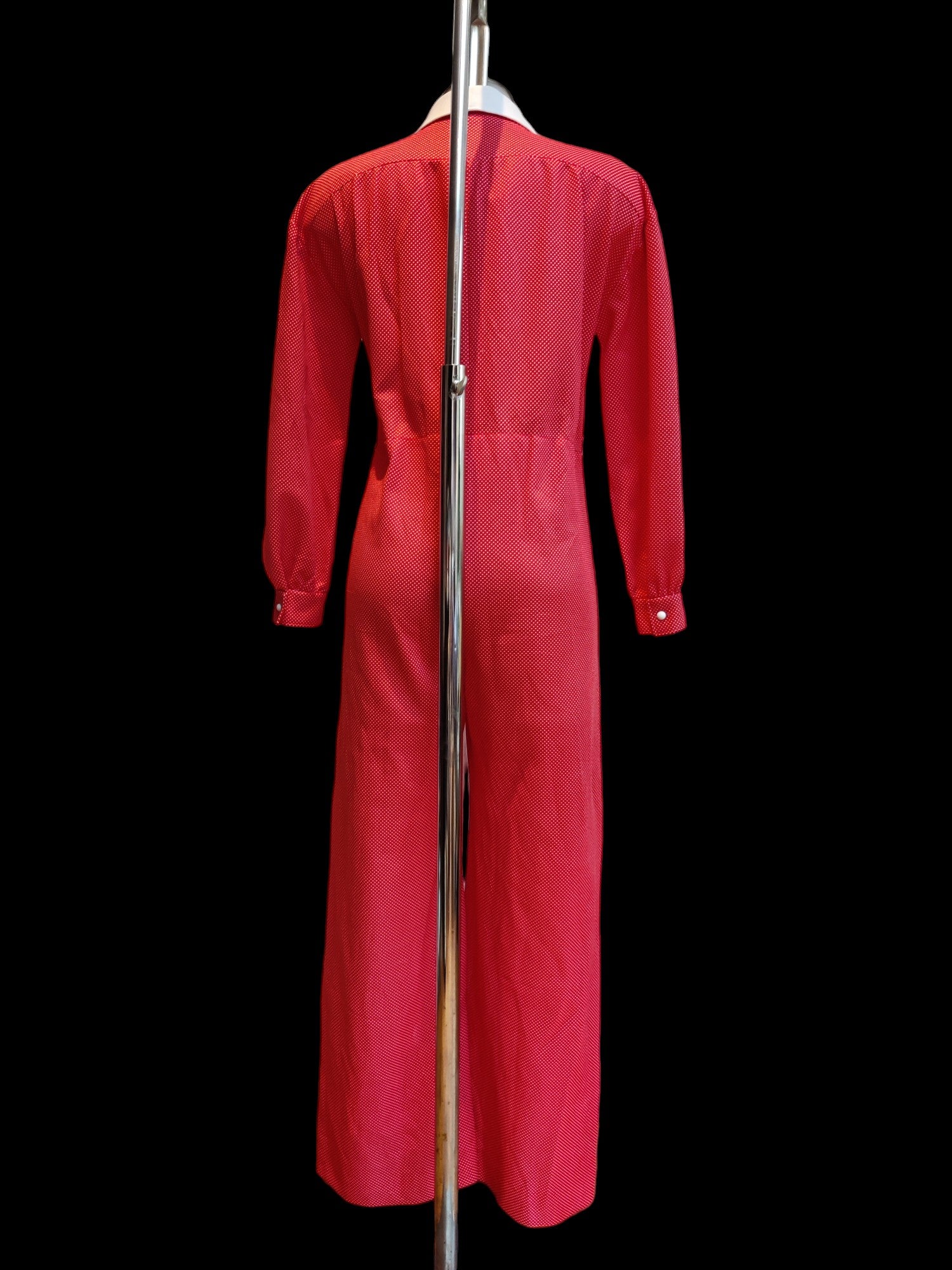 Full length red 70s vintage wide leg jumpsuit