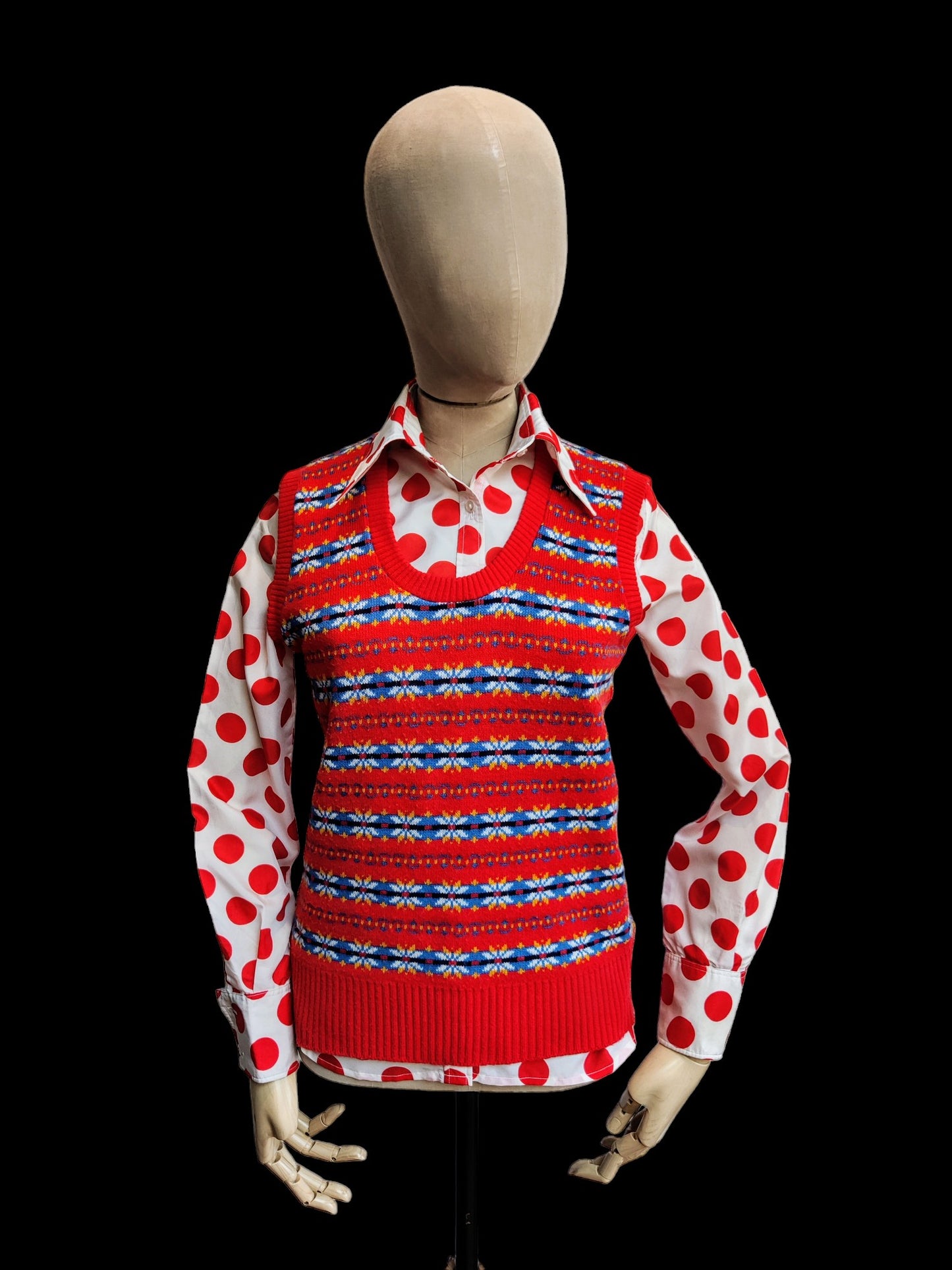 1970s ladies shirt with red spots