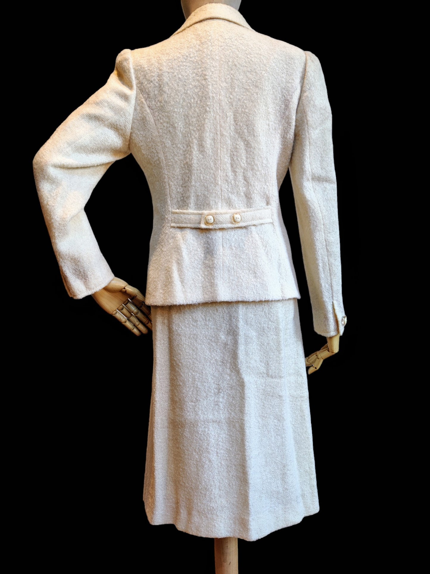 Lovely detail on cream vintage ladies suit