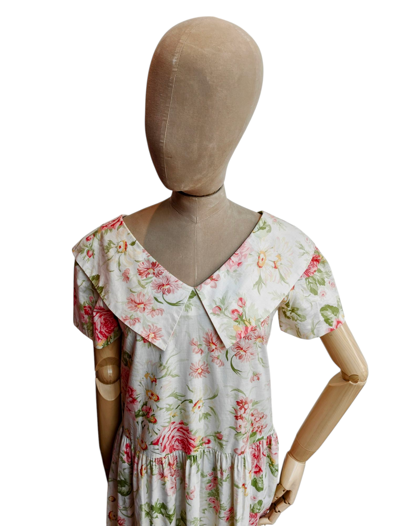 Pink and white rose print Laura Ashley midi dress