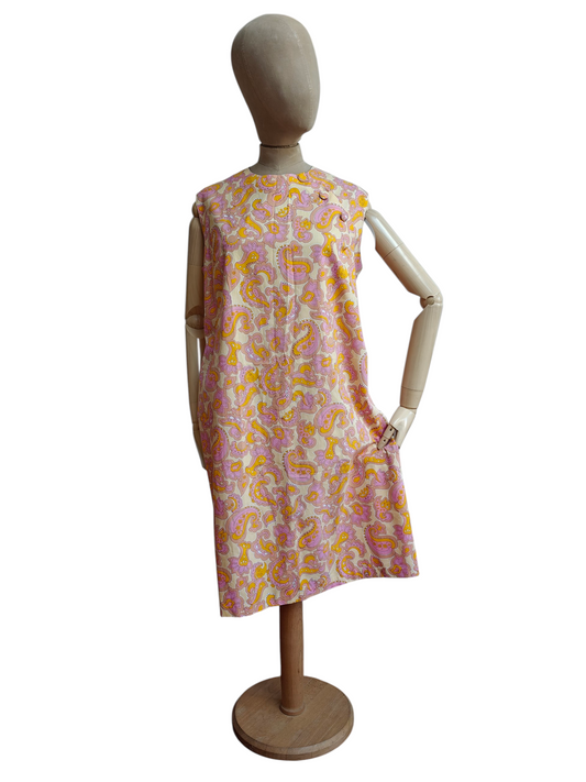 Plus size pink paisley shift dress