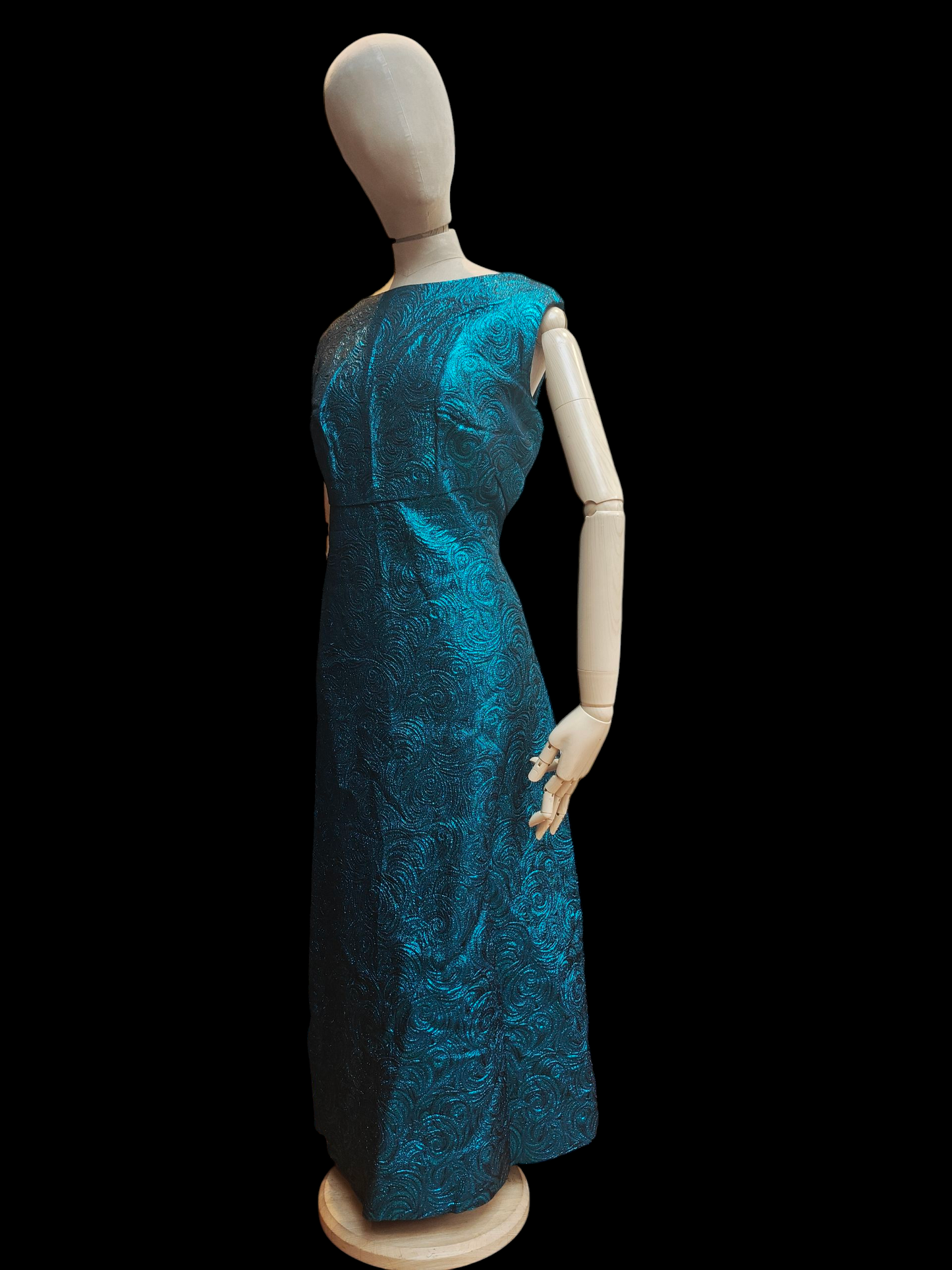 Plus size vintage lurex dress in blue