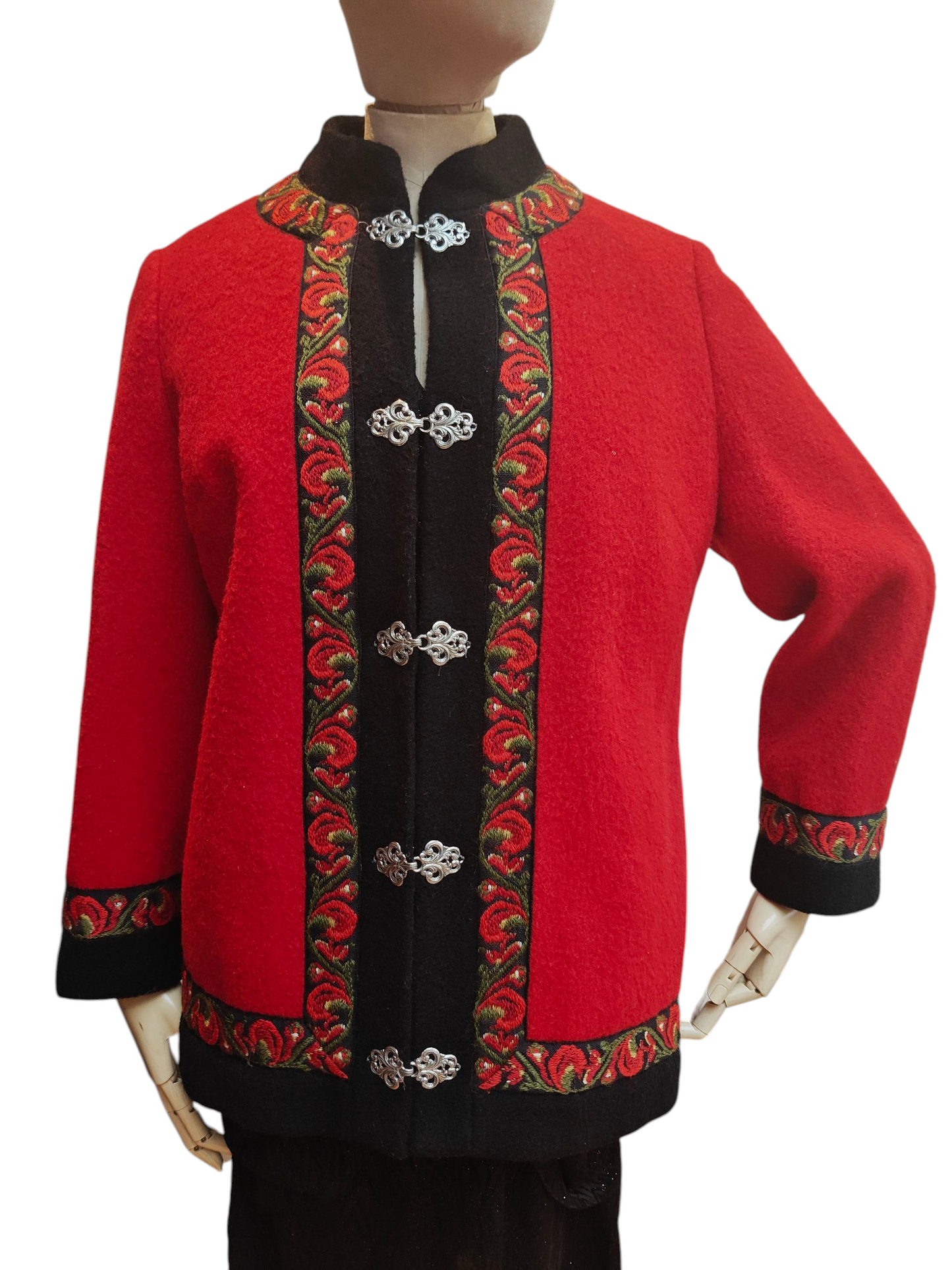 Vintage wool coat in bright red