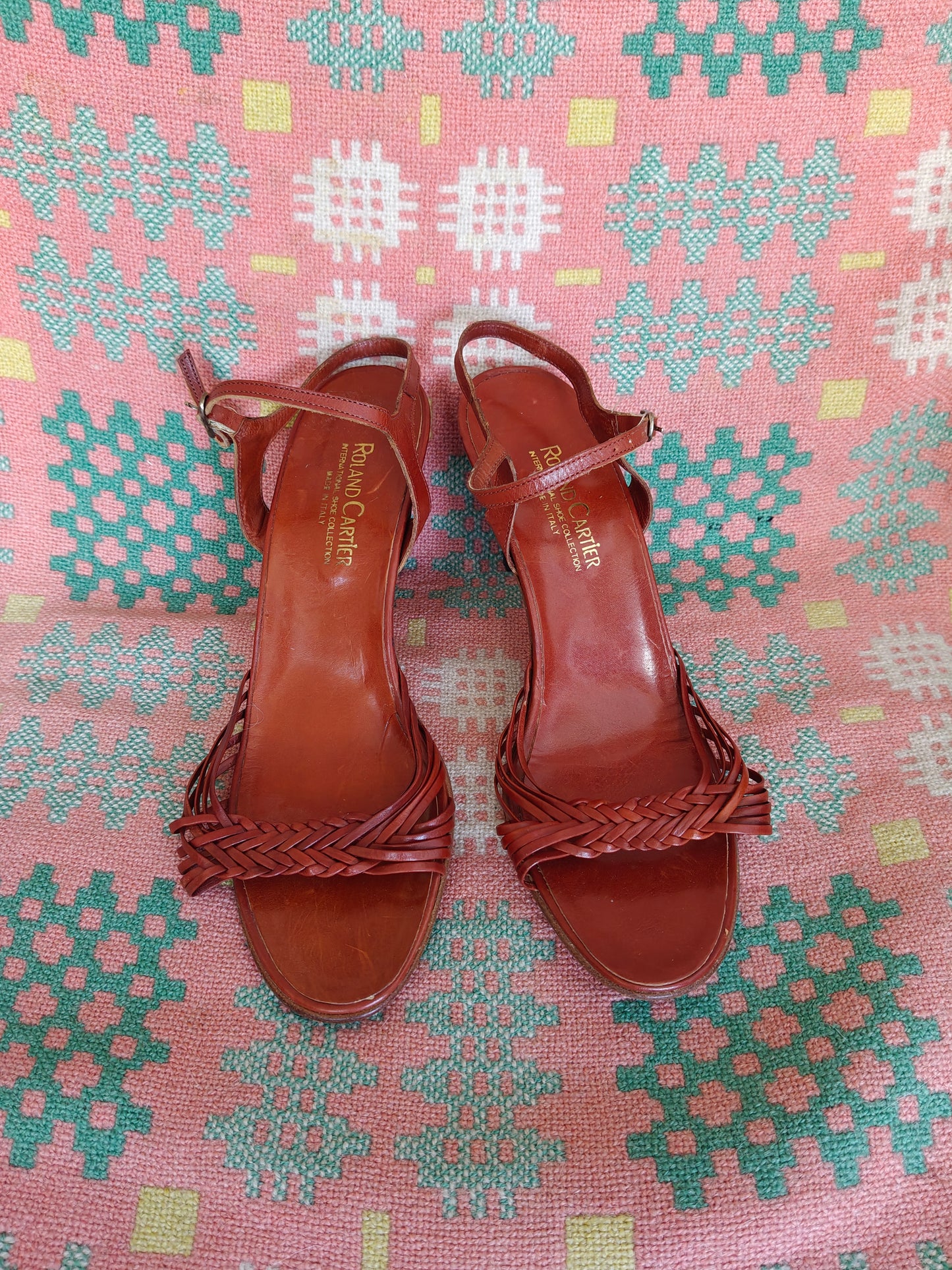 Roland Cartier vintage high heel sandals in tan.