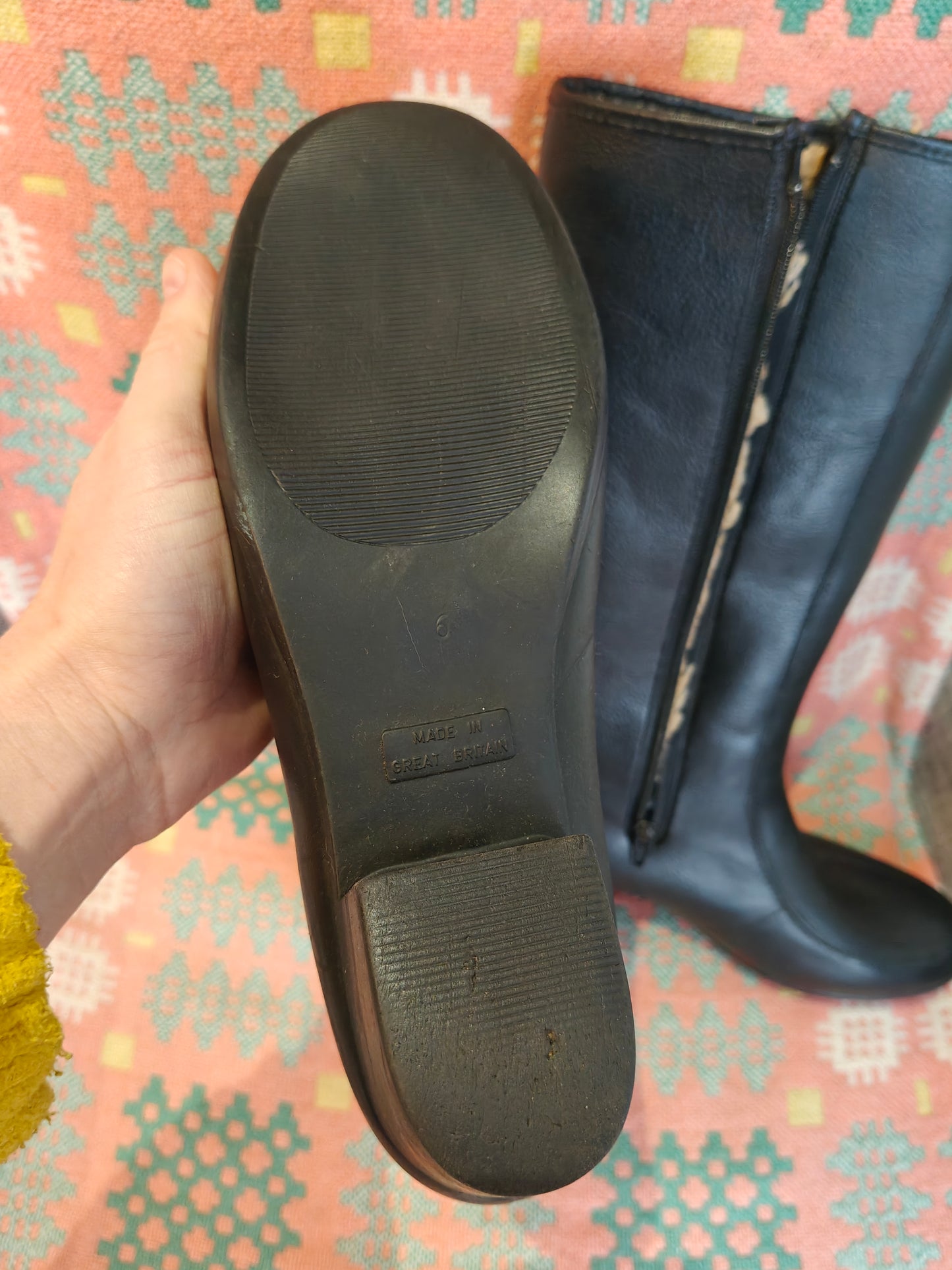 Rubber sole heeled vintage boots