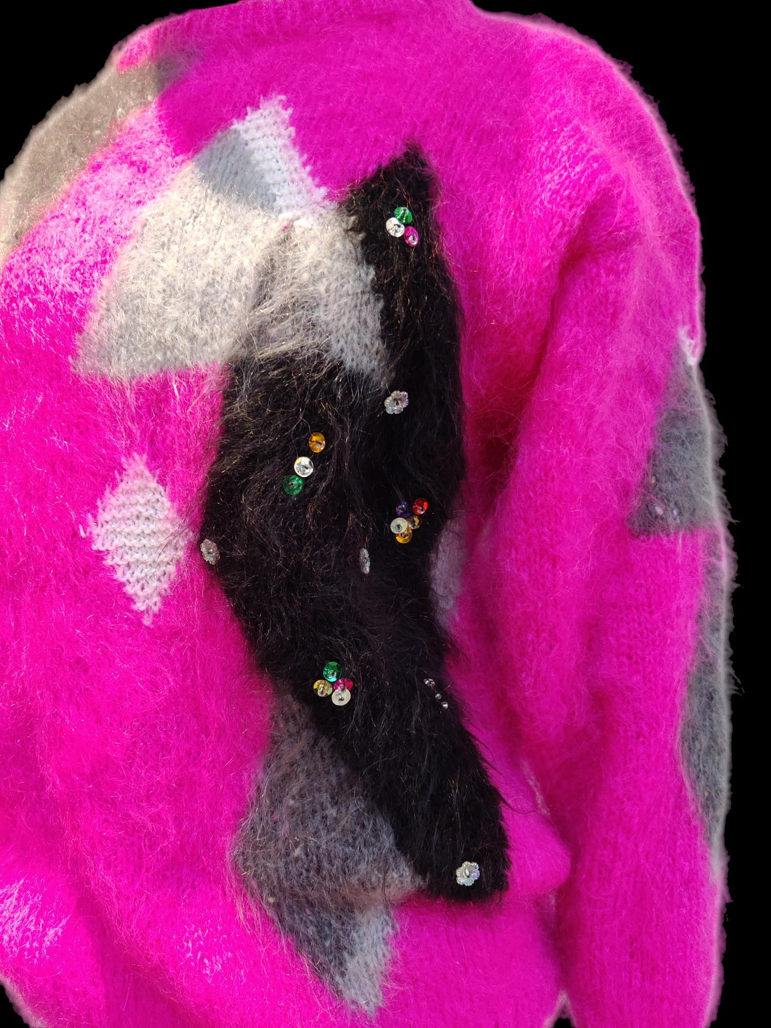 Sequin detail on a mohair jumper