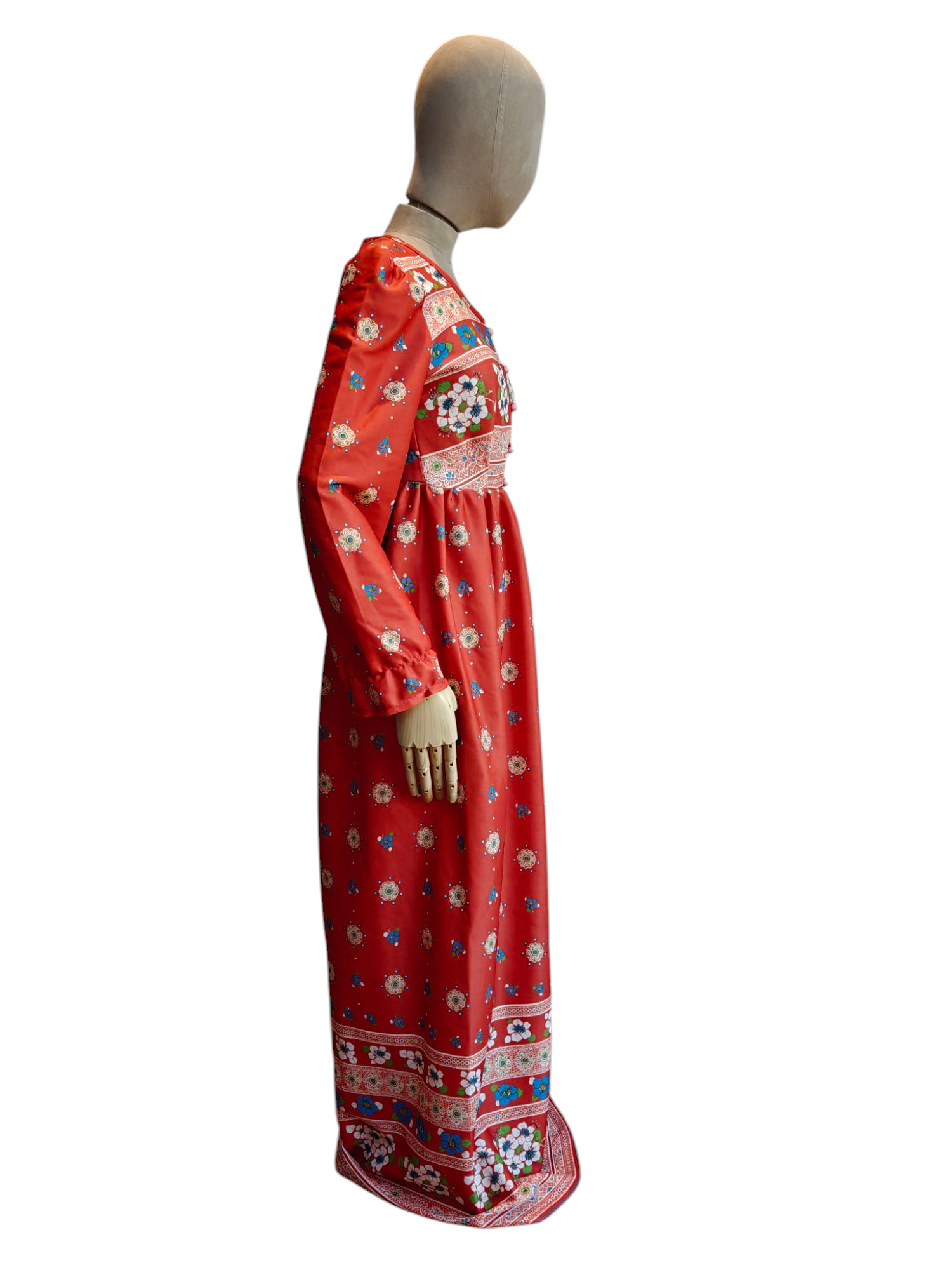 Seventies orange floral maxi