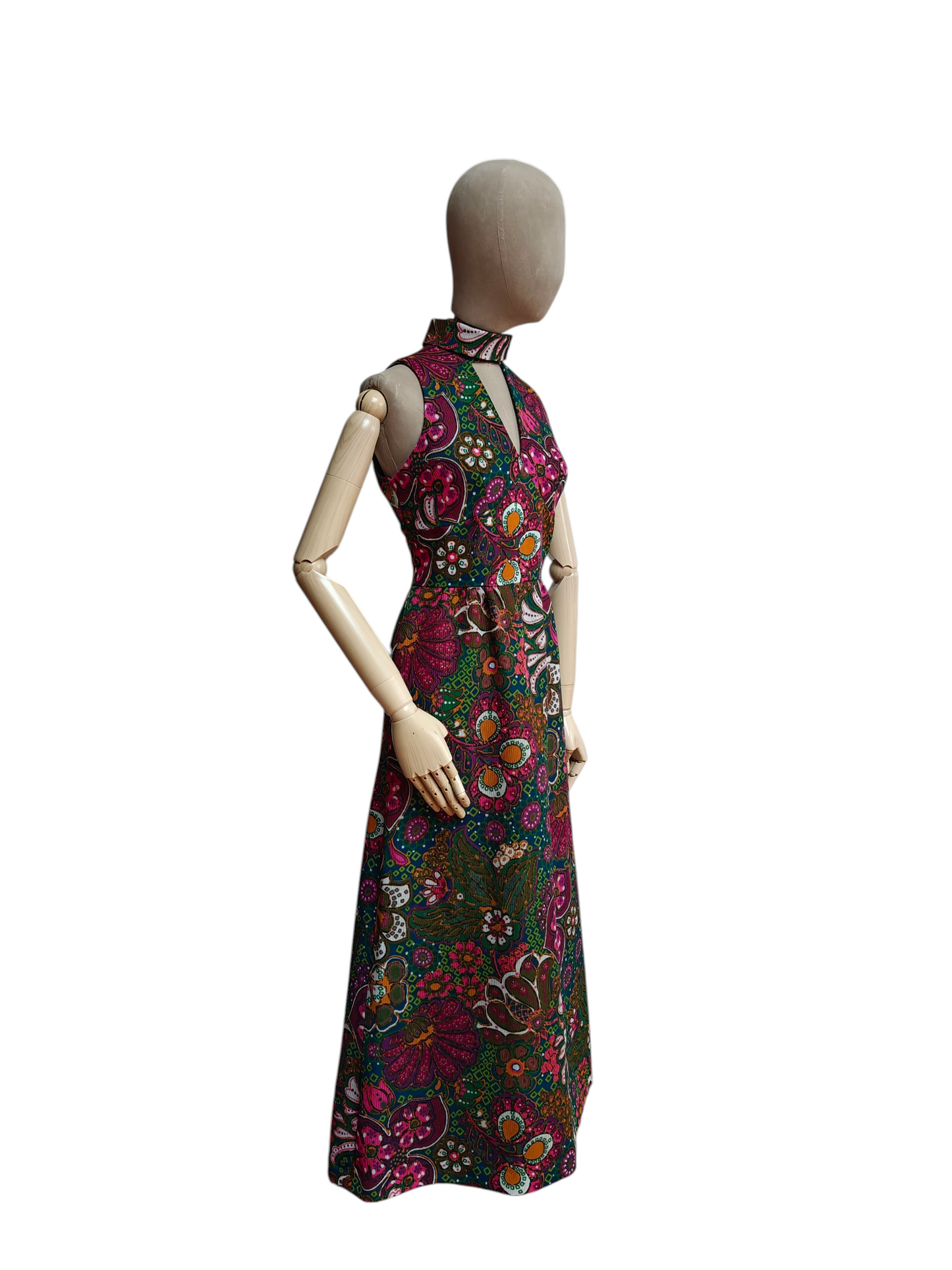 Sleeveless vintage maxi in psychedelic floral print