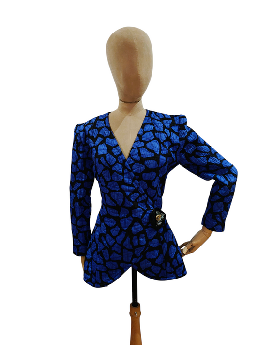 Stunning 80's designer jacket in blue and black