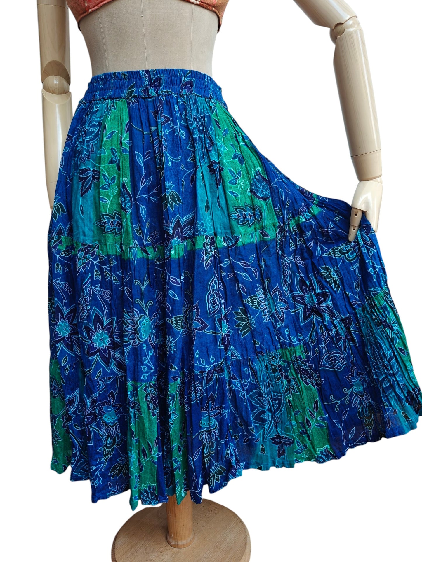 Stunning floral vintage fabric with blue and green accents