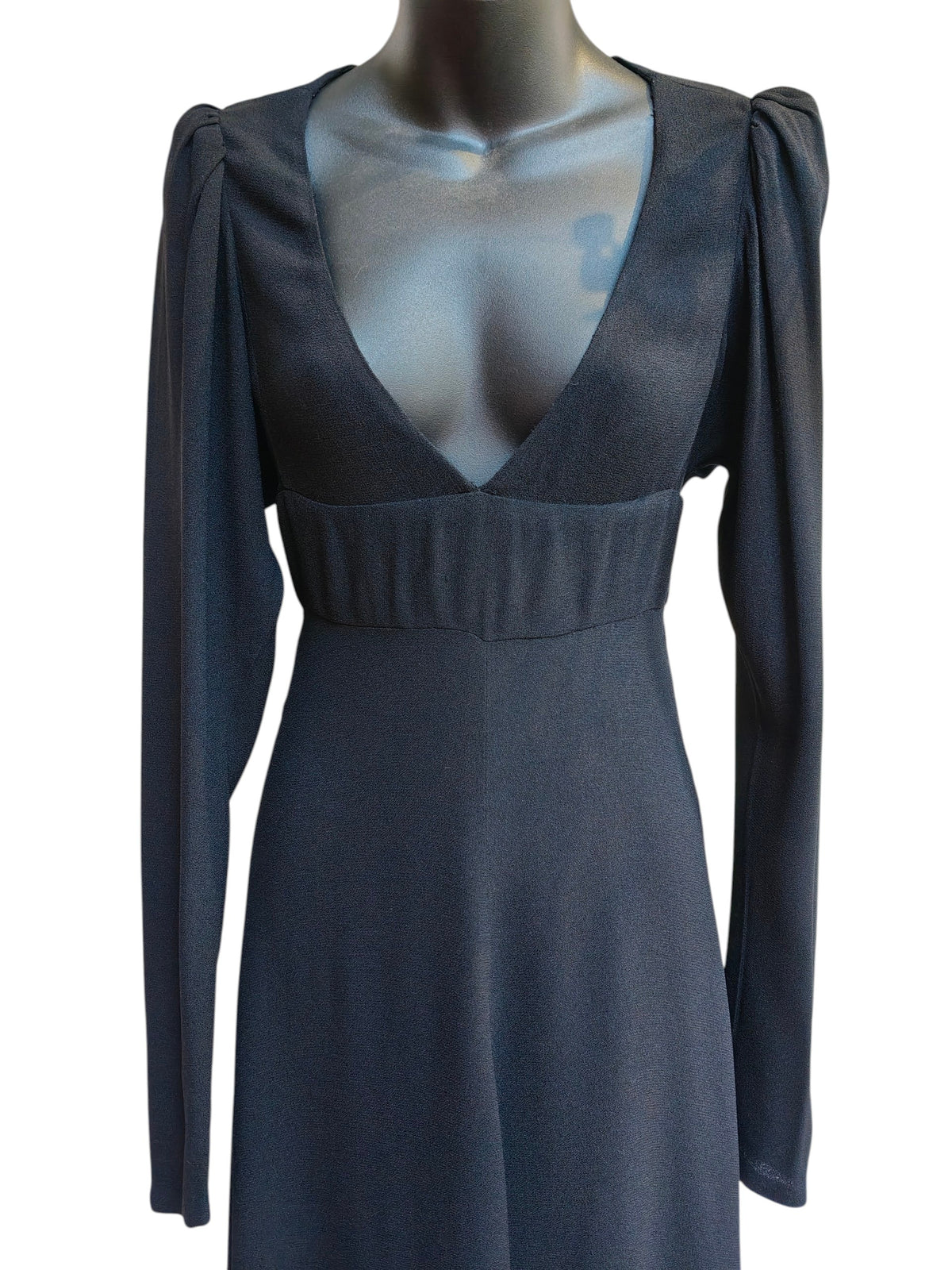 Vintage Biba maxi dress in black moss crepe