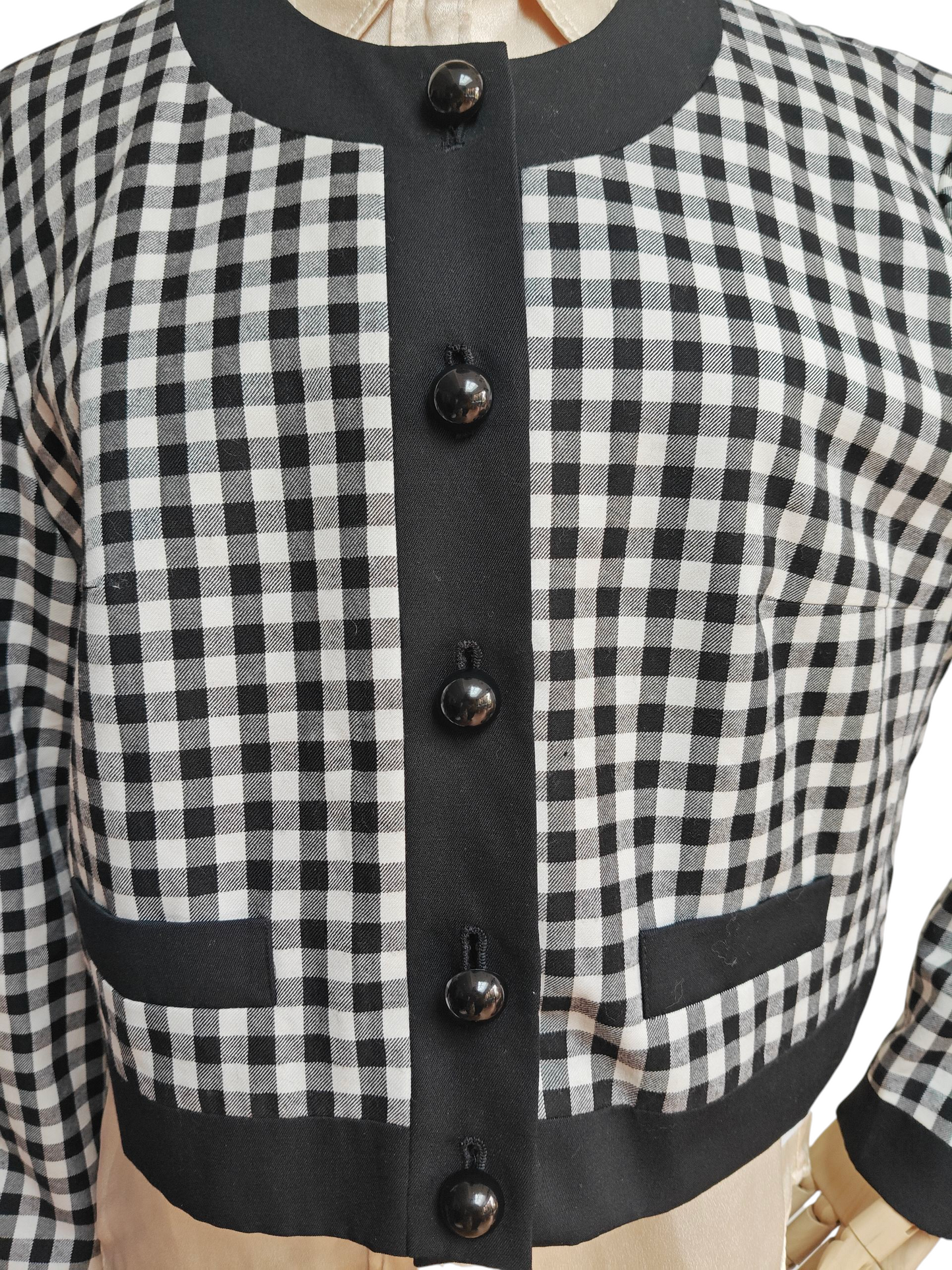 Vintage black and white jacket with statement buttons