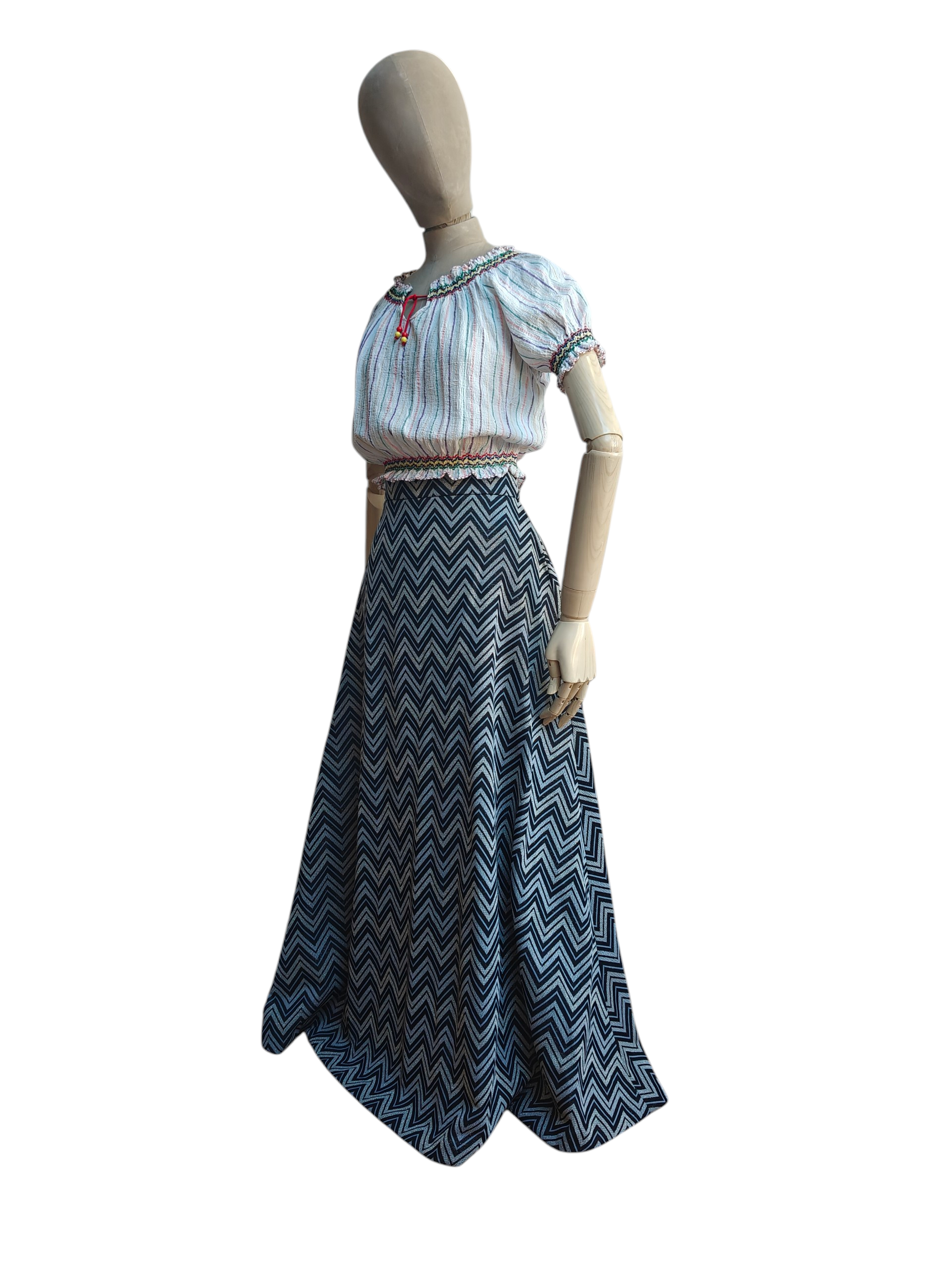 Vintage lurex maxi skirt in black and silver