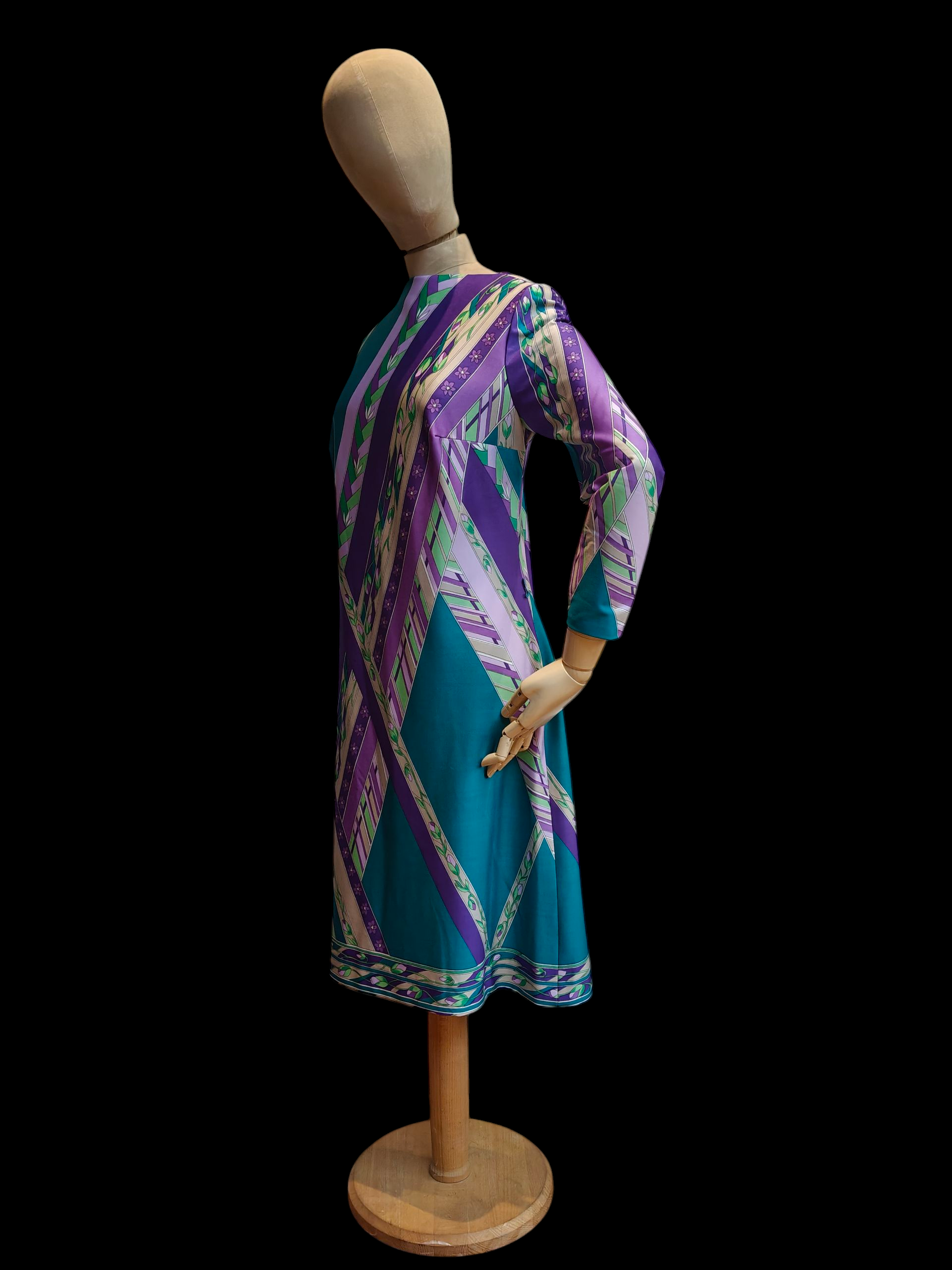 Vintage midi dress in floral psychedelic print