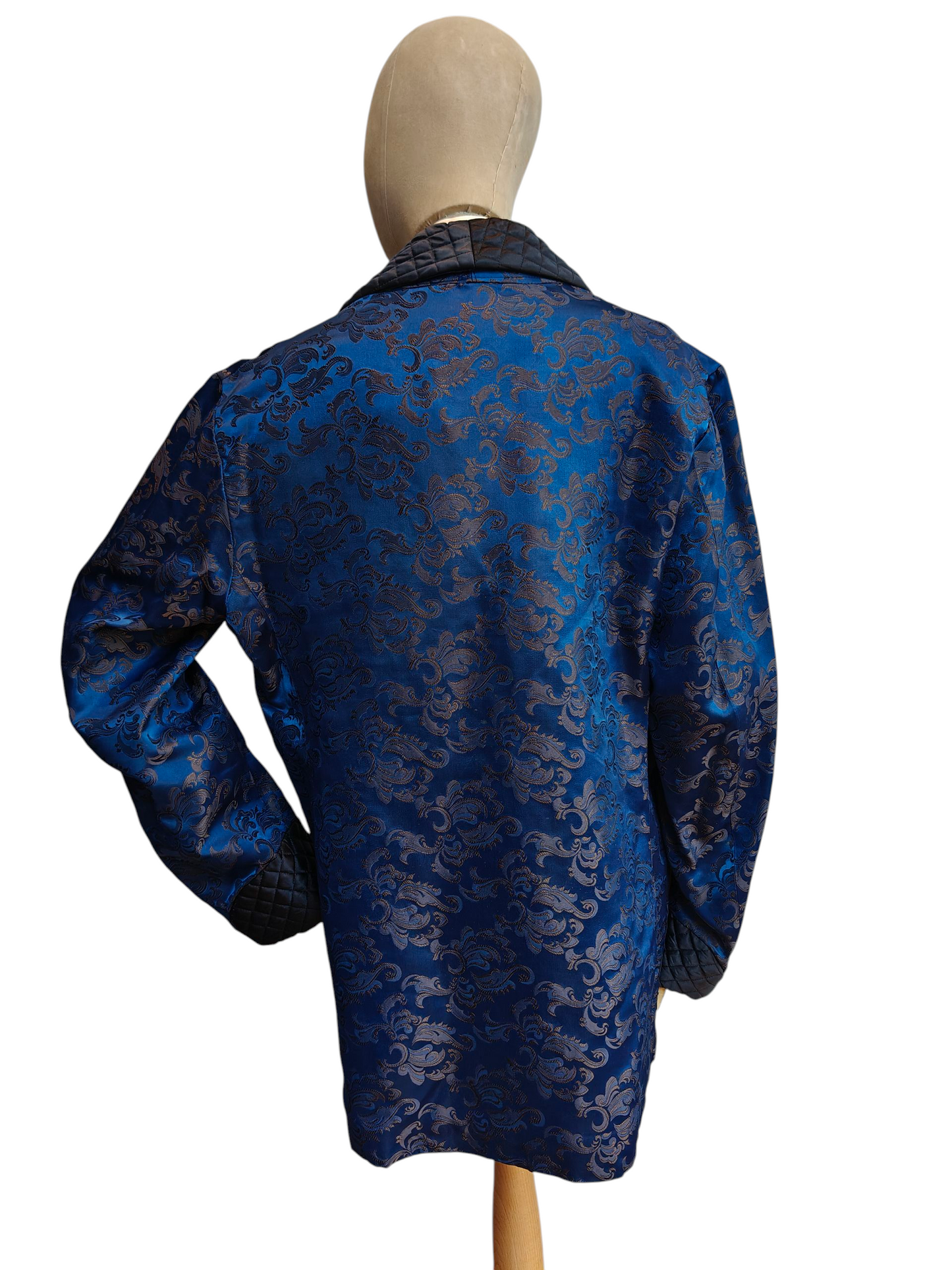 Vintage smoking jacket in blue and black