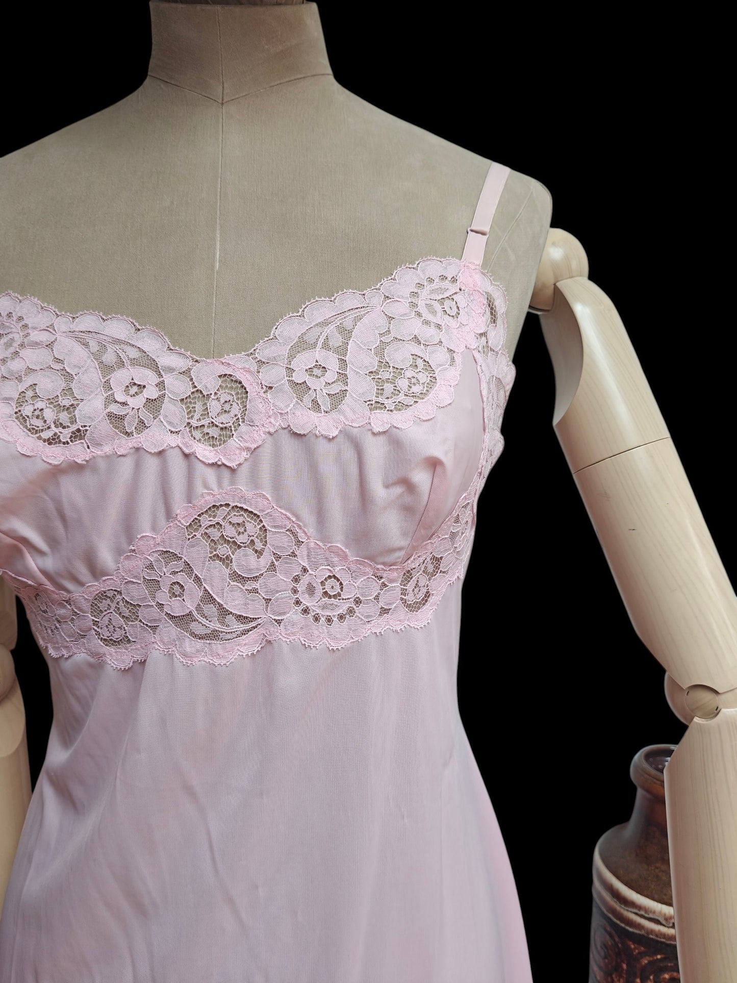 baby pink vintage night dress with lace