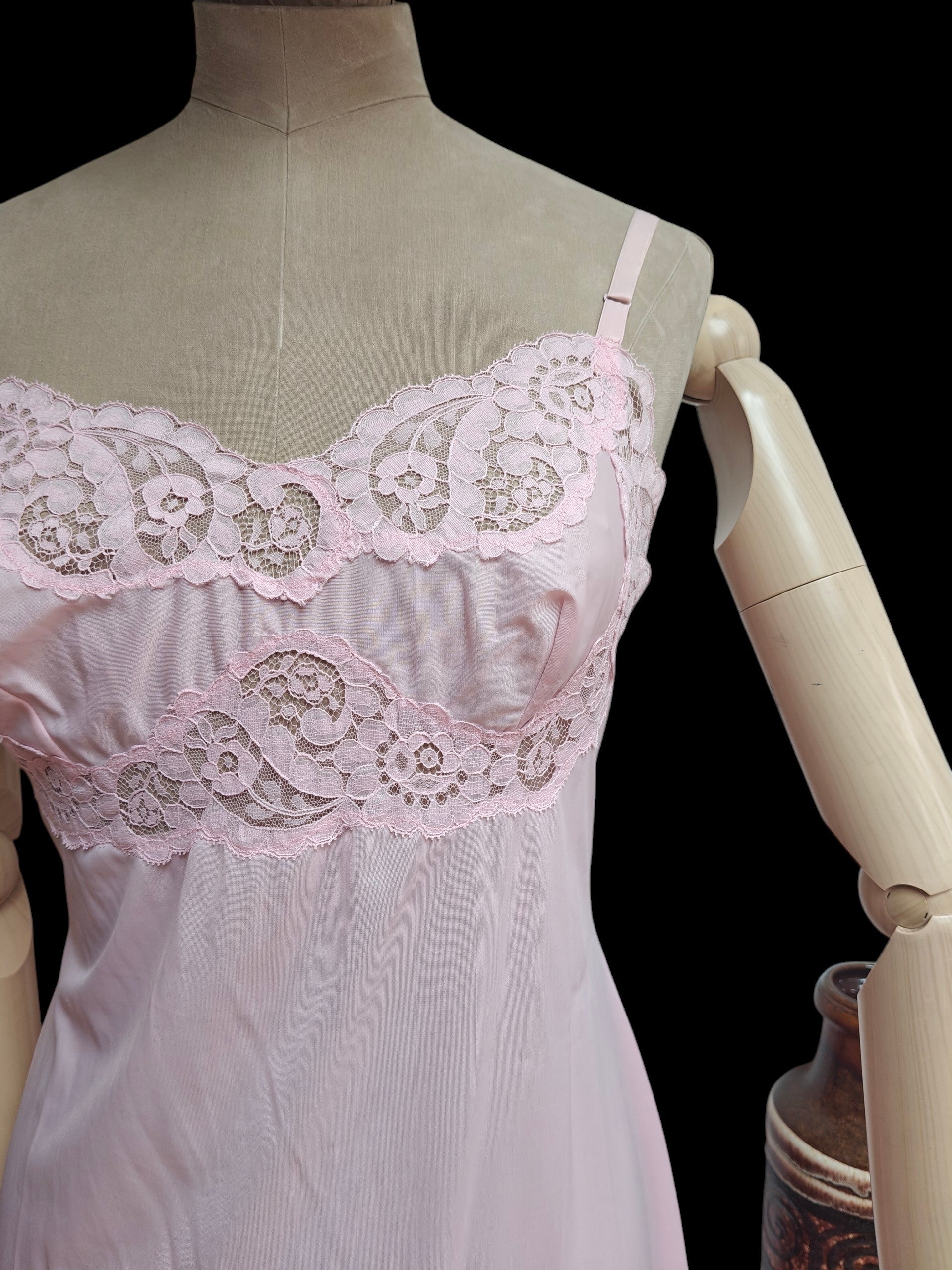 baby pink vintage night dress with lace