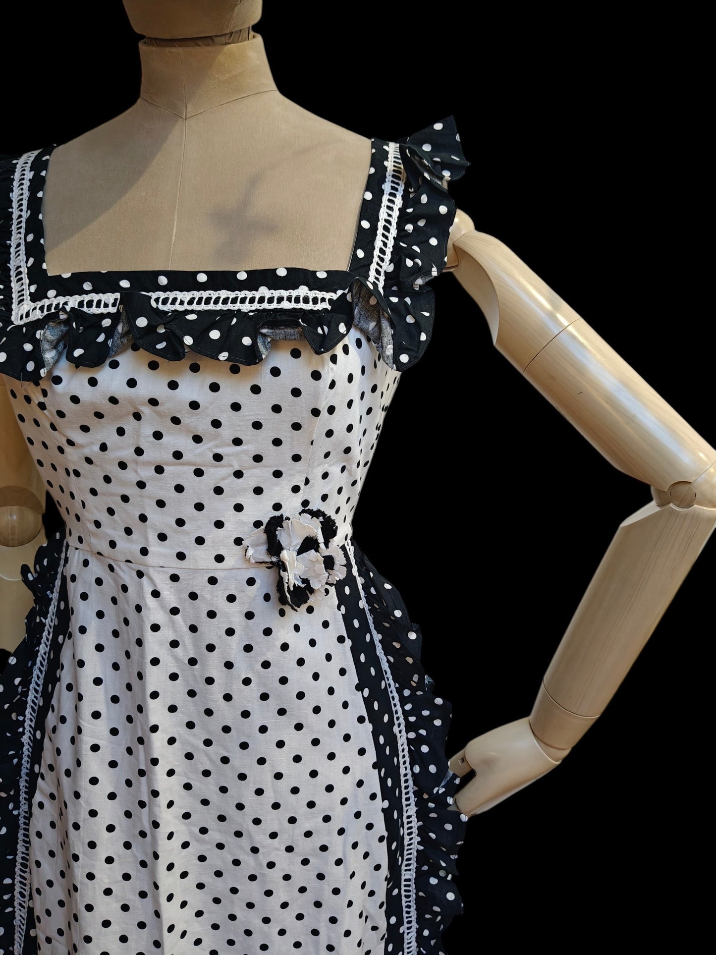 black and white polka dot vintage dress