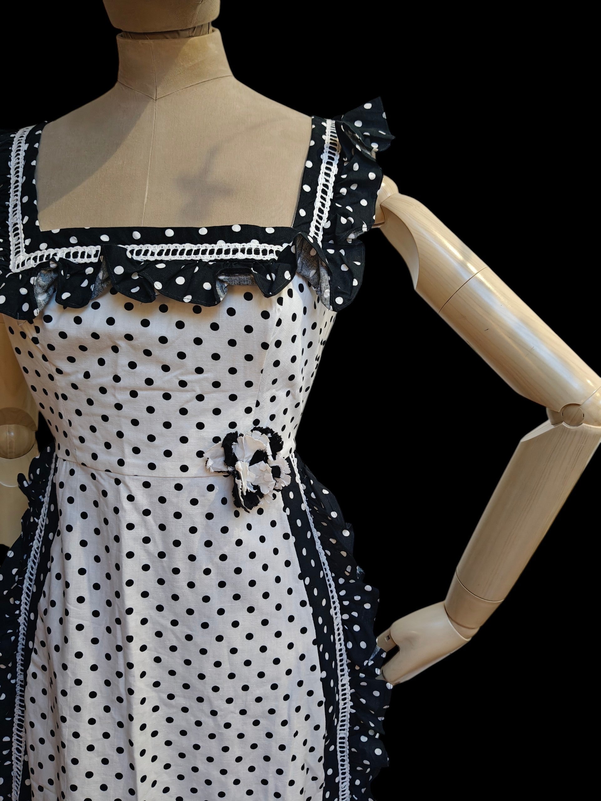 black and white polka dot vintage dress