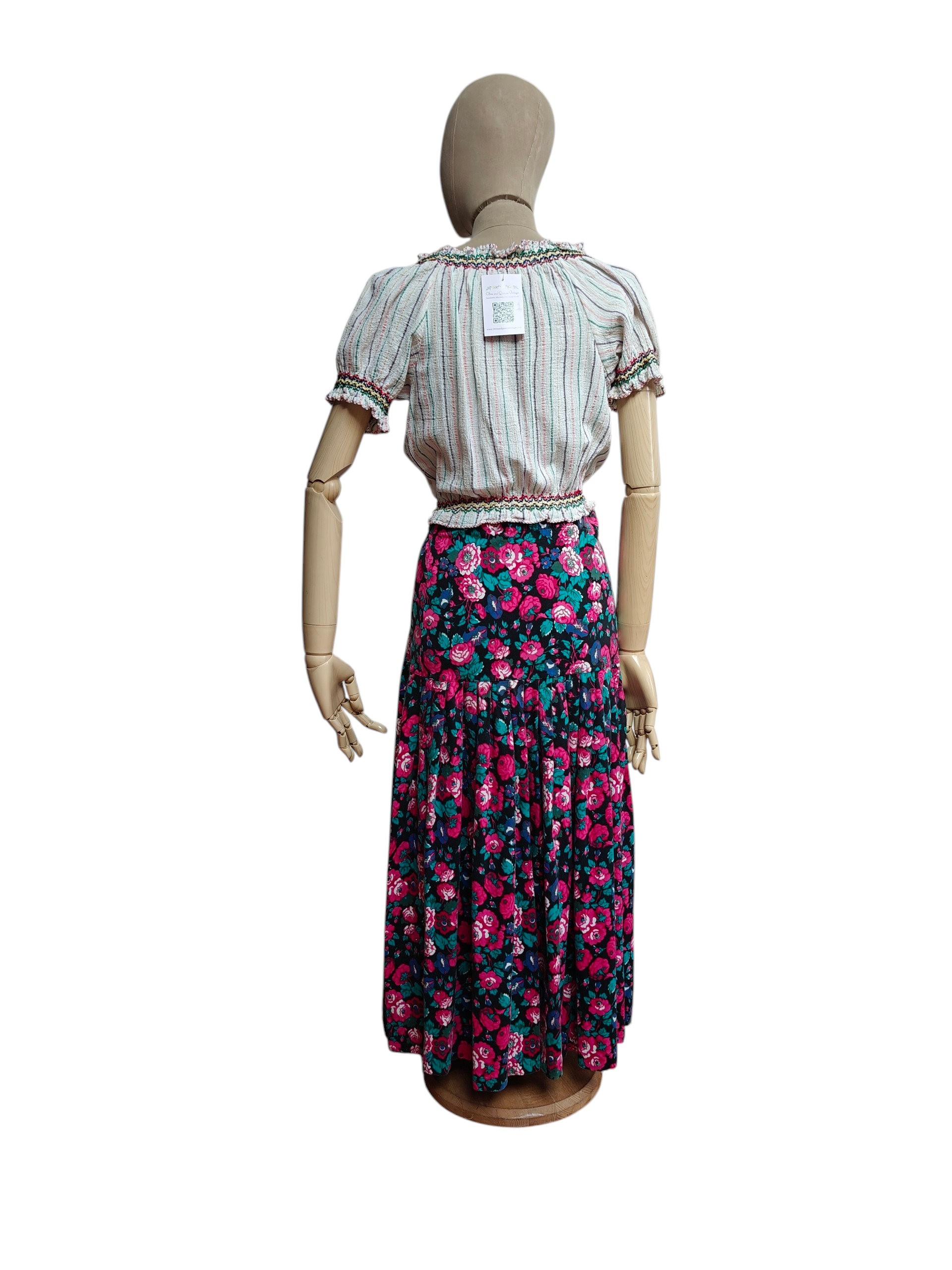 black pink and green Laura Ashley vintage skirt