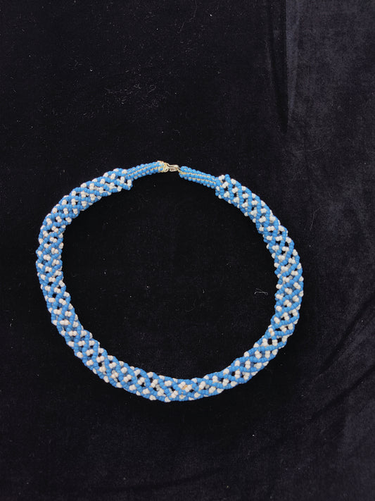 blue and white vintage necklace