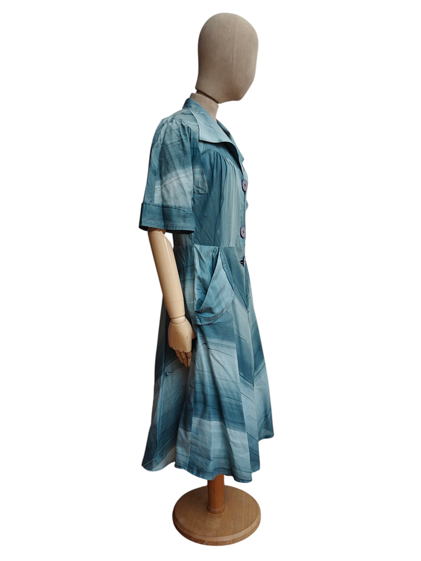 blue vintage midi day dress