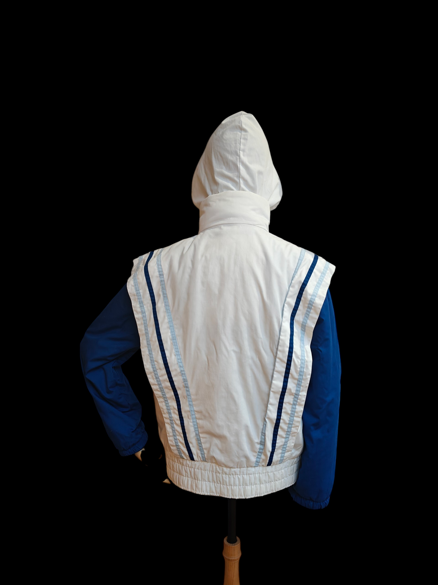 blue & white 80's hooded jacket
