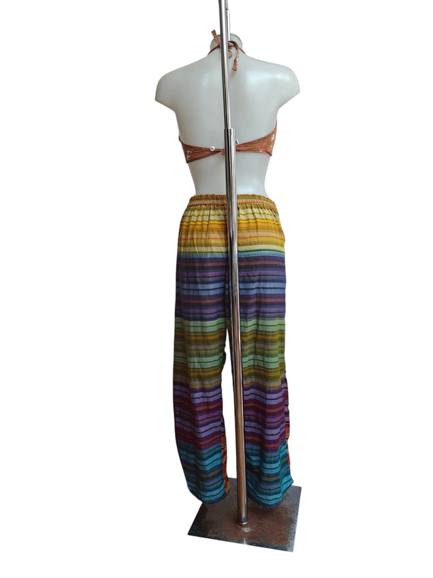 colourful vintage boho trousers with adjustable waist