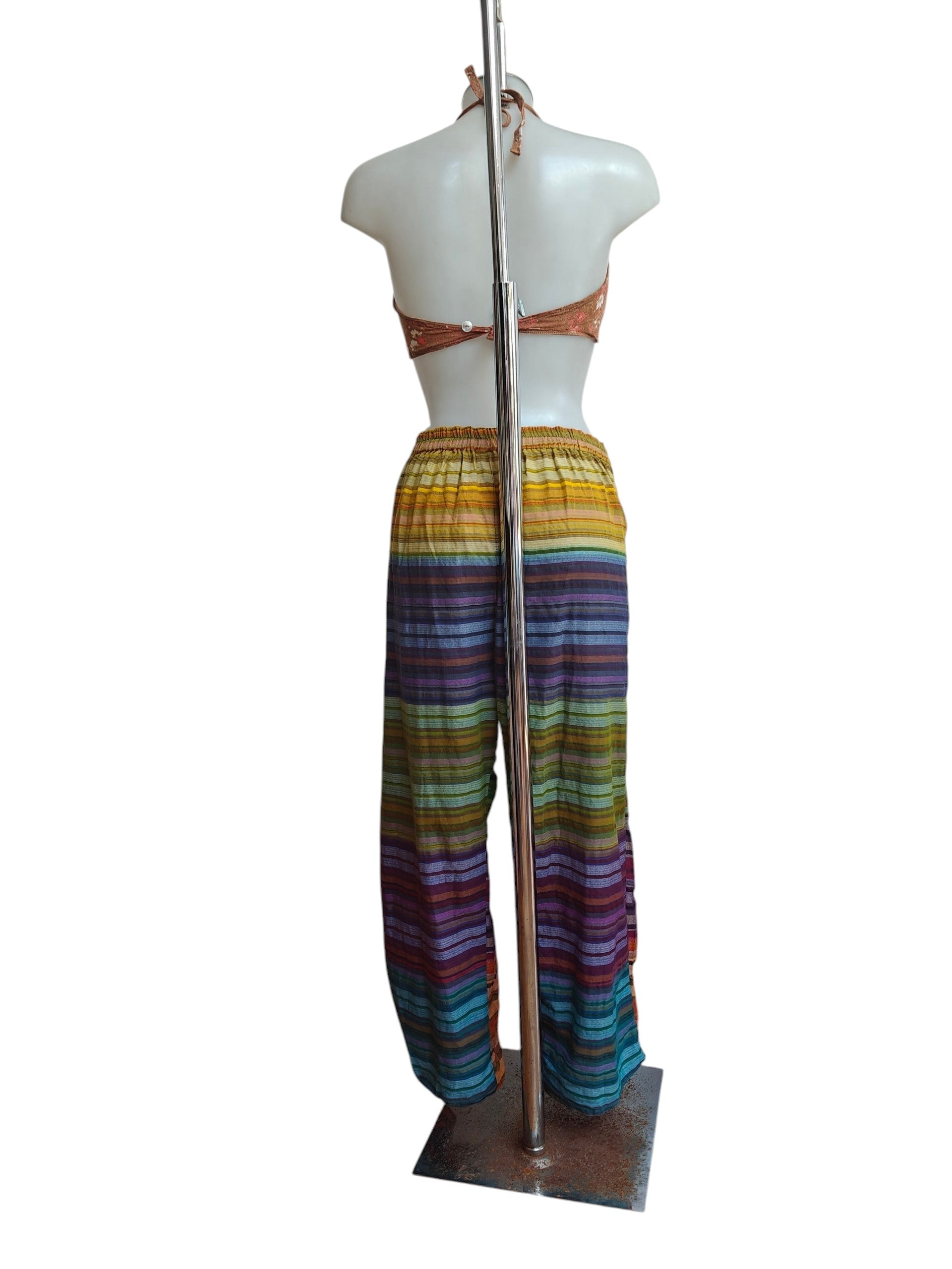 colourful vintage boho trousers with adjustable waist