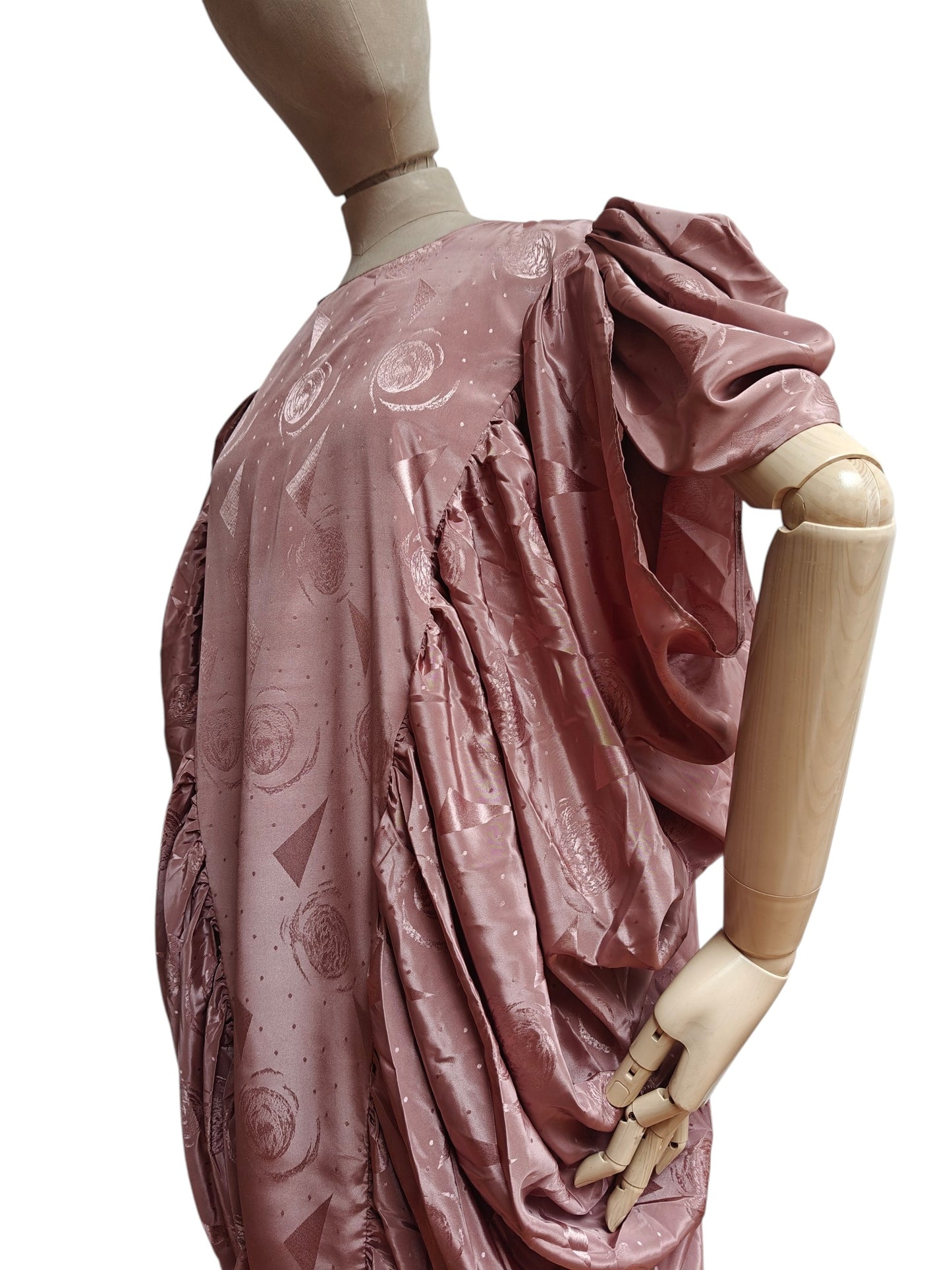 dusky pink vintage statement dress