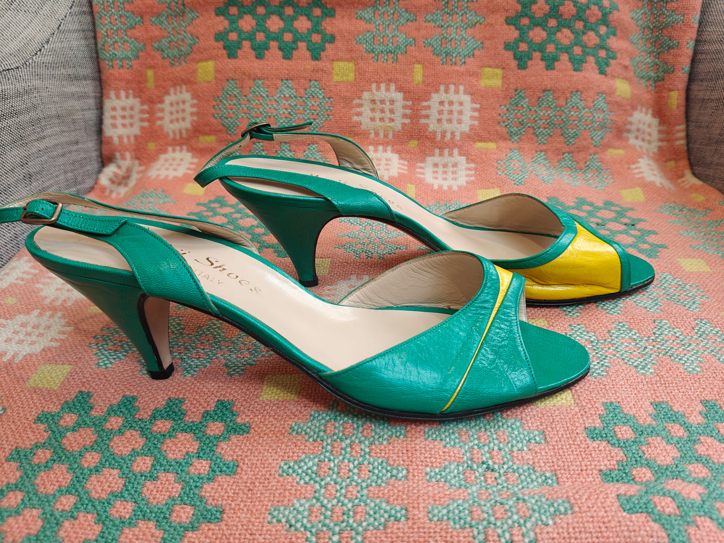 green and yellow seventies shoes