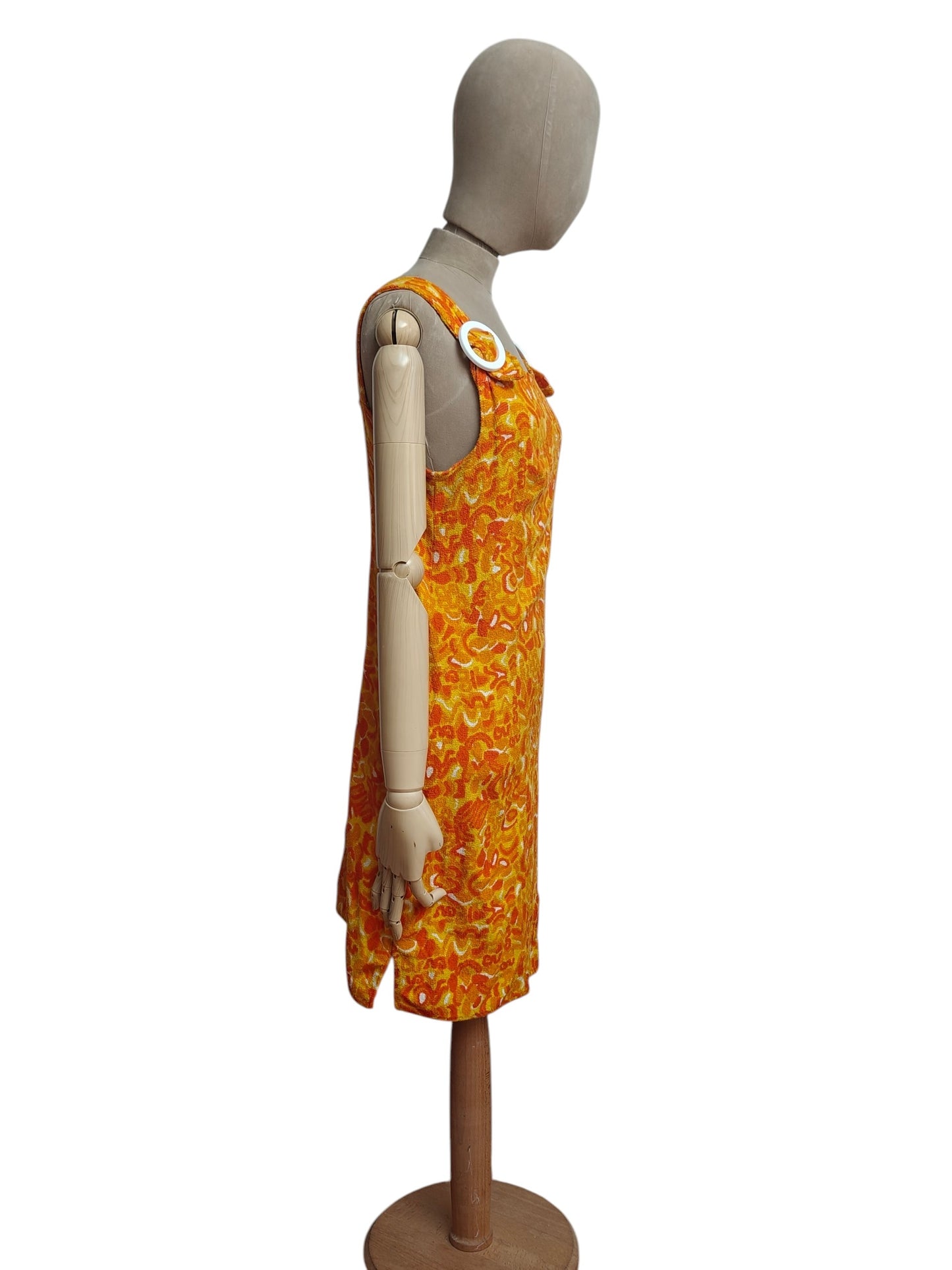knee length 60's sleeveless towelling dress