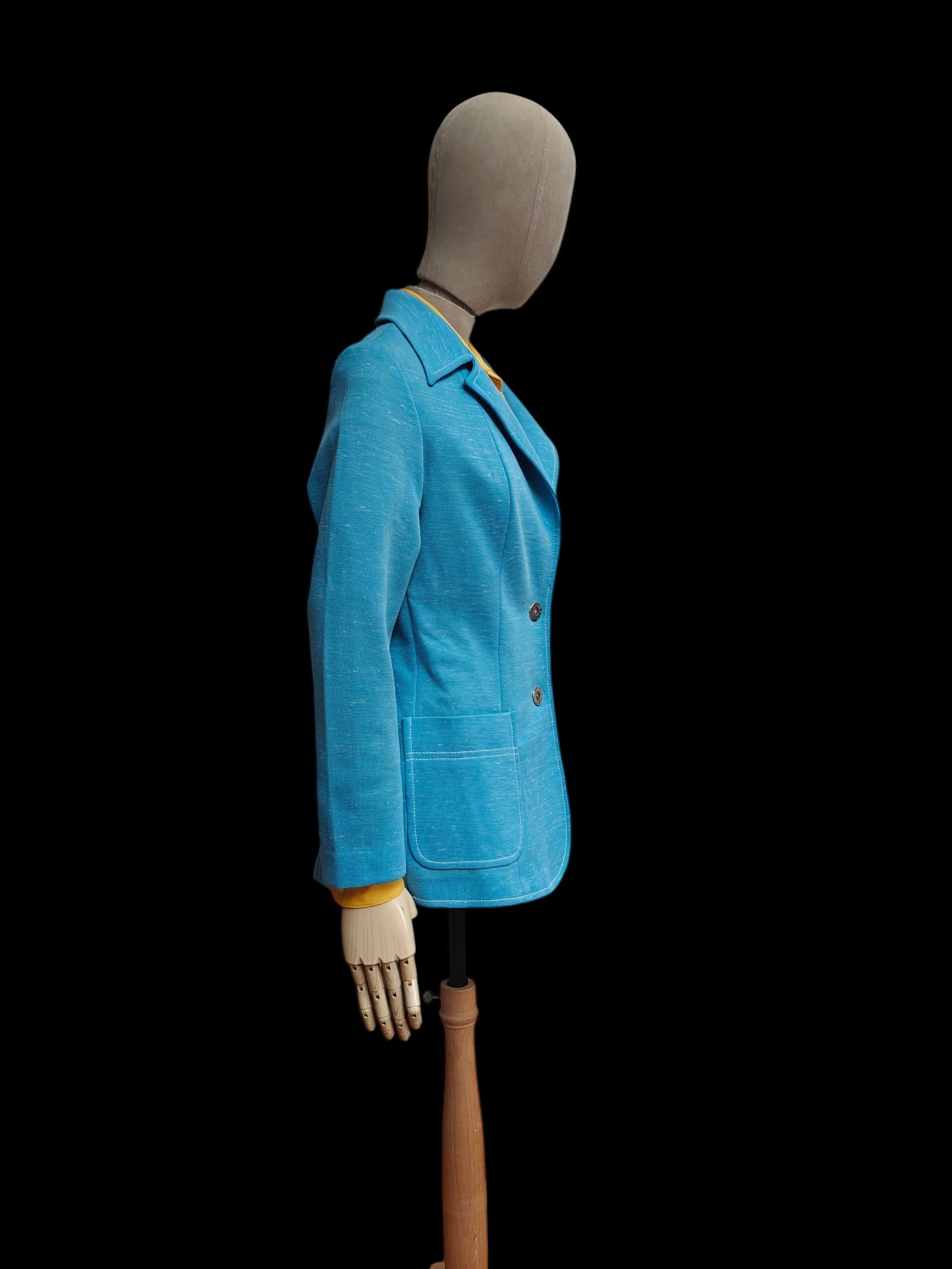 ladies vintage blue day jacket with 70s collar