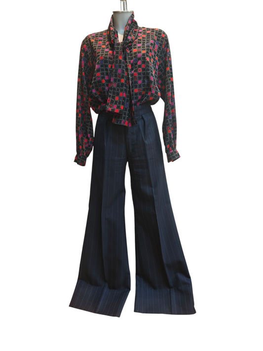 navy pin stripe high waisted vintage trousers